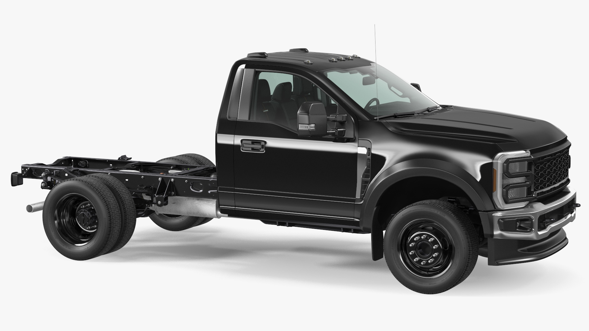 3D Two Doors Chassis Cab Black Rigged for Maya model