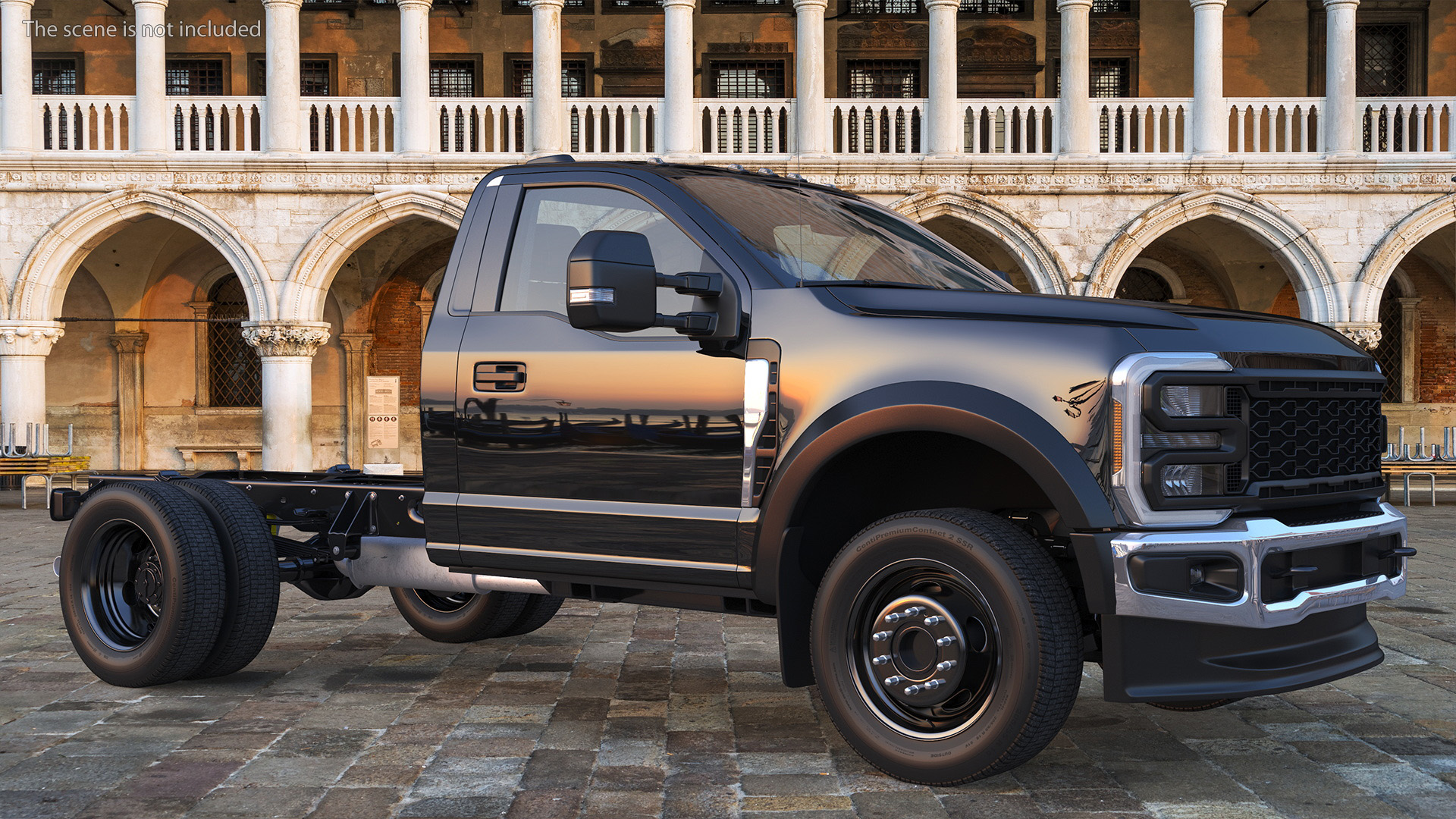 3D Two Doors Chassis Cab Black Rigged for Maya model