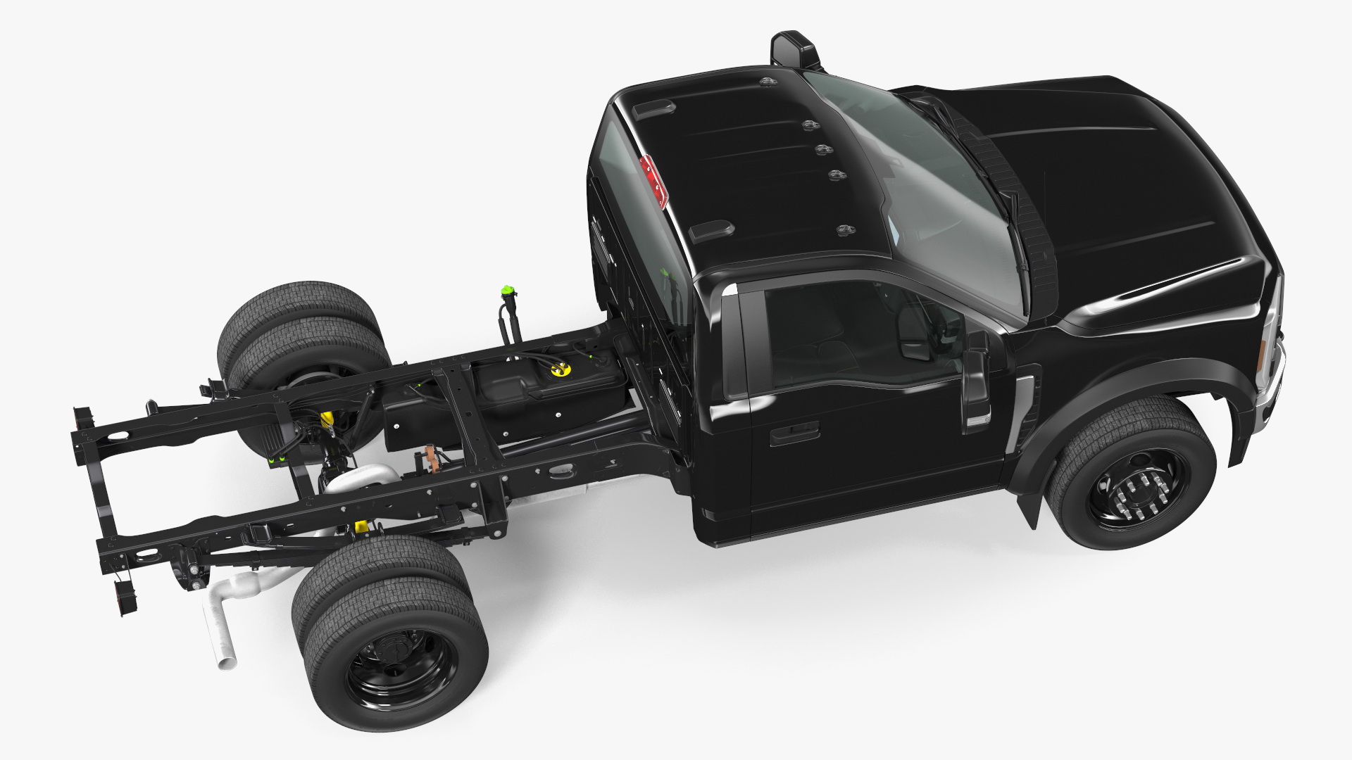 3D Two Doors Chassis Cab Black Rigged for Maya model