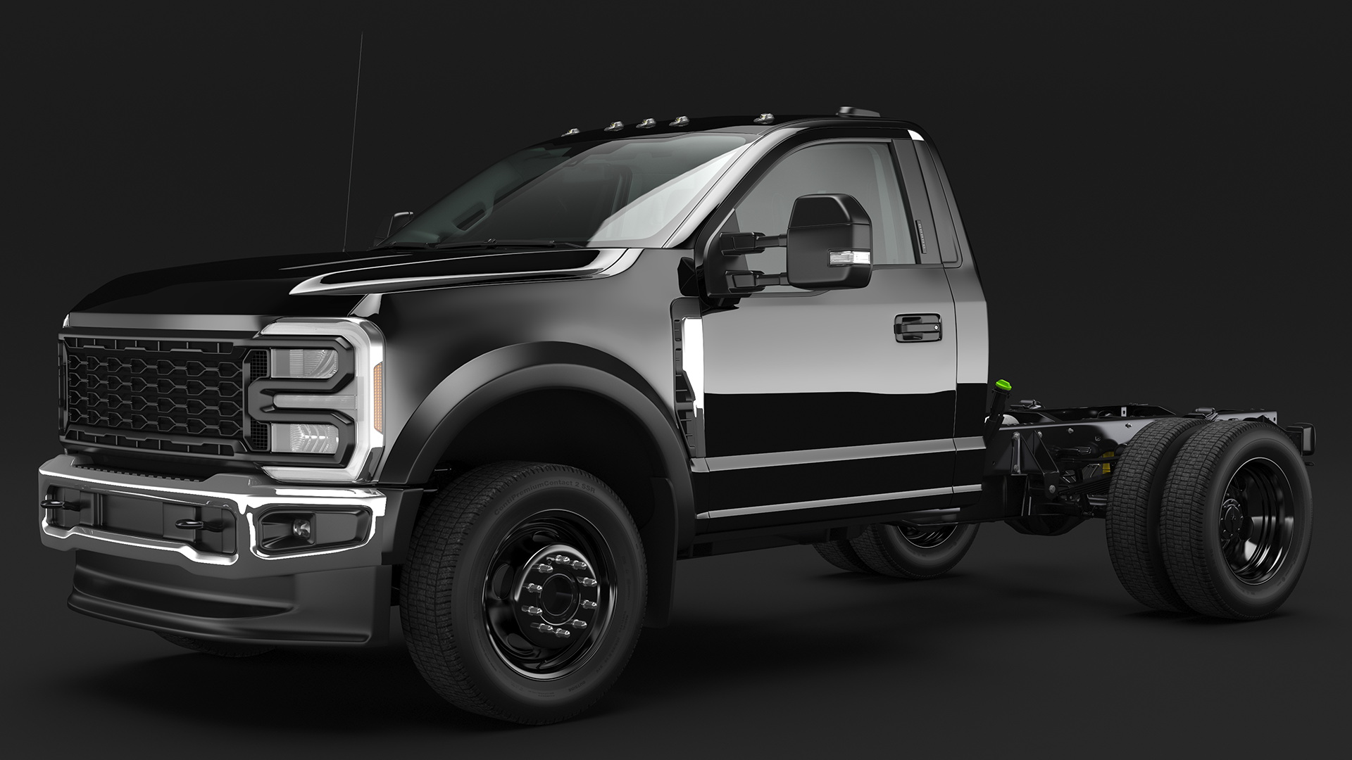3D Two Doors Chassis Cab Black Rigged for Maya model