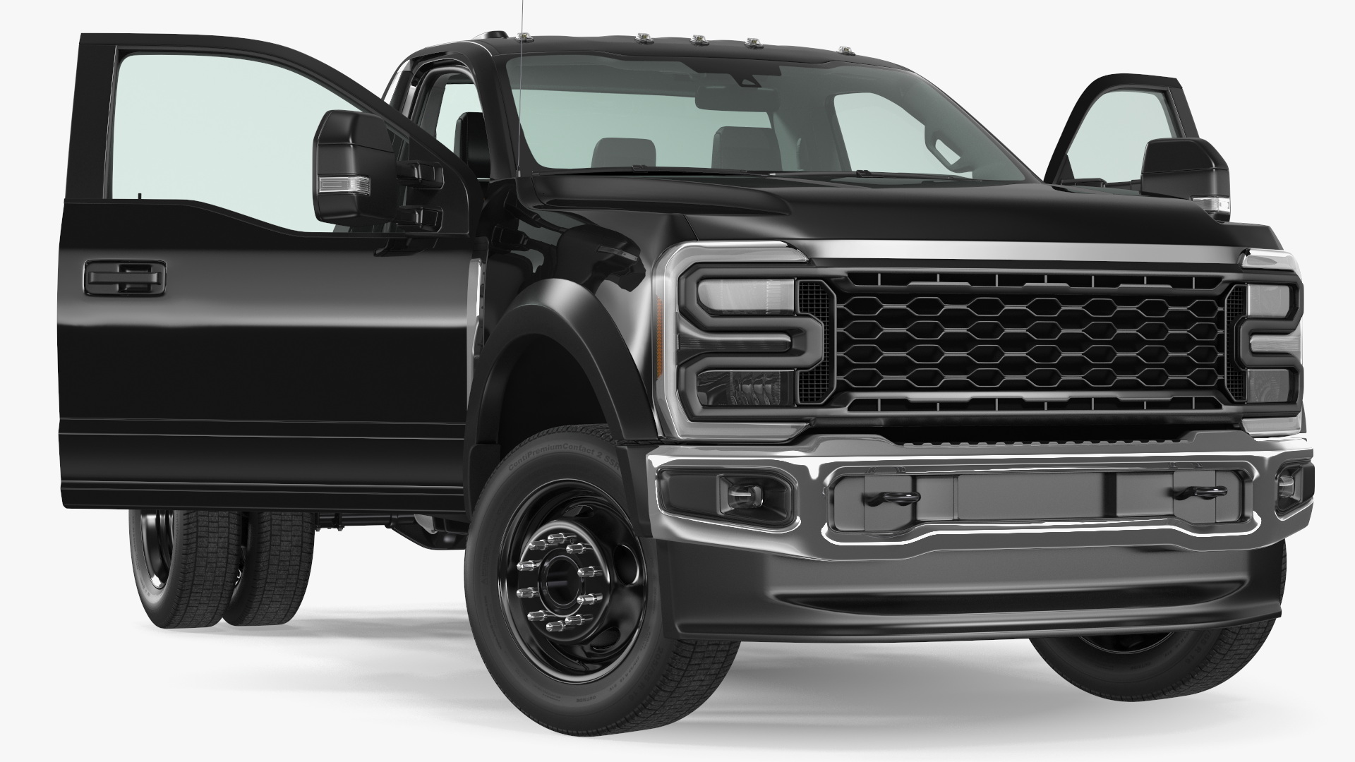 3D Two Doors Chassis Cab Black Rigged for Maya model
