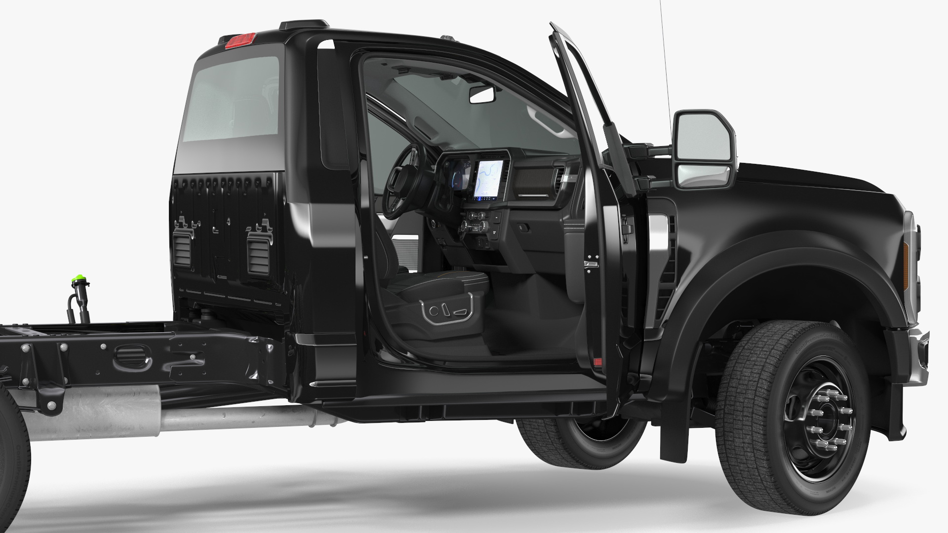 3D Two Doors Chassis Cab Black Rigged for Maya model