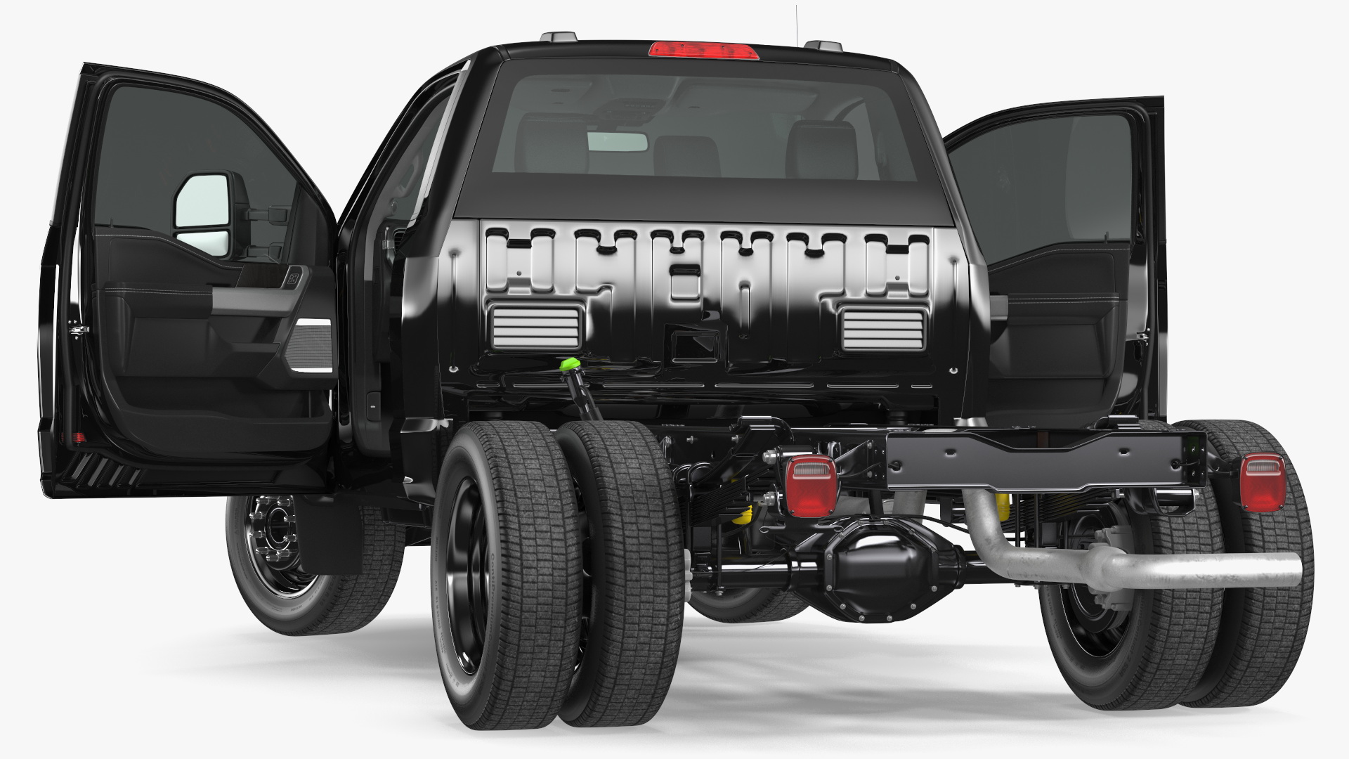 3D Two Doors Chassis Cab Black Rigged for Maya model