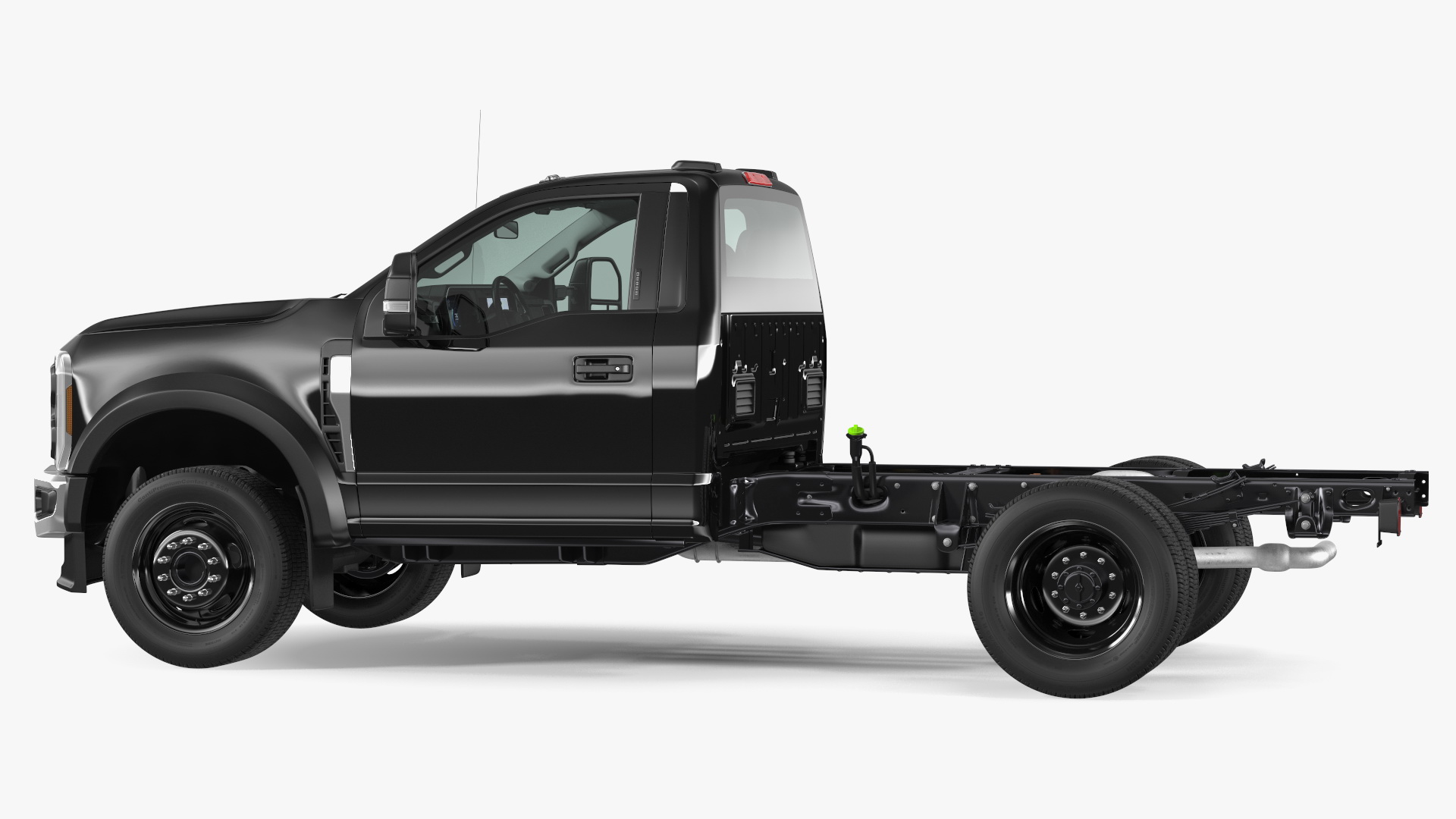 3D Two Doors Chassis Cab Black Rigged for Maya model