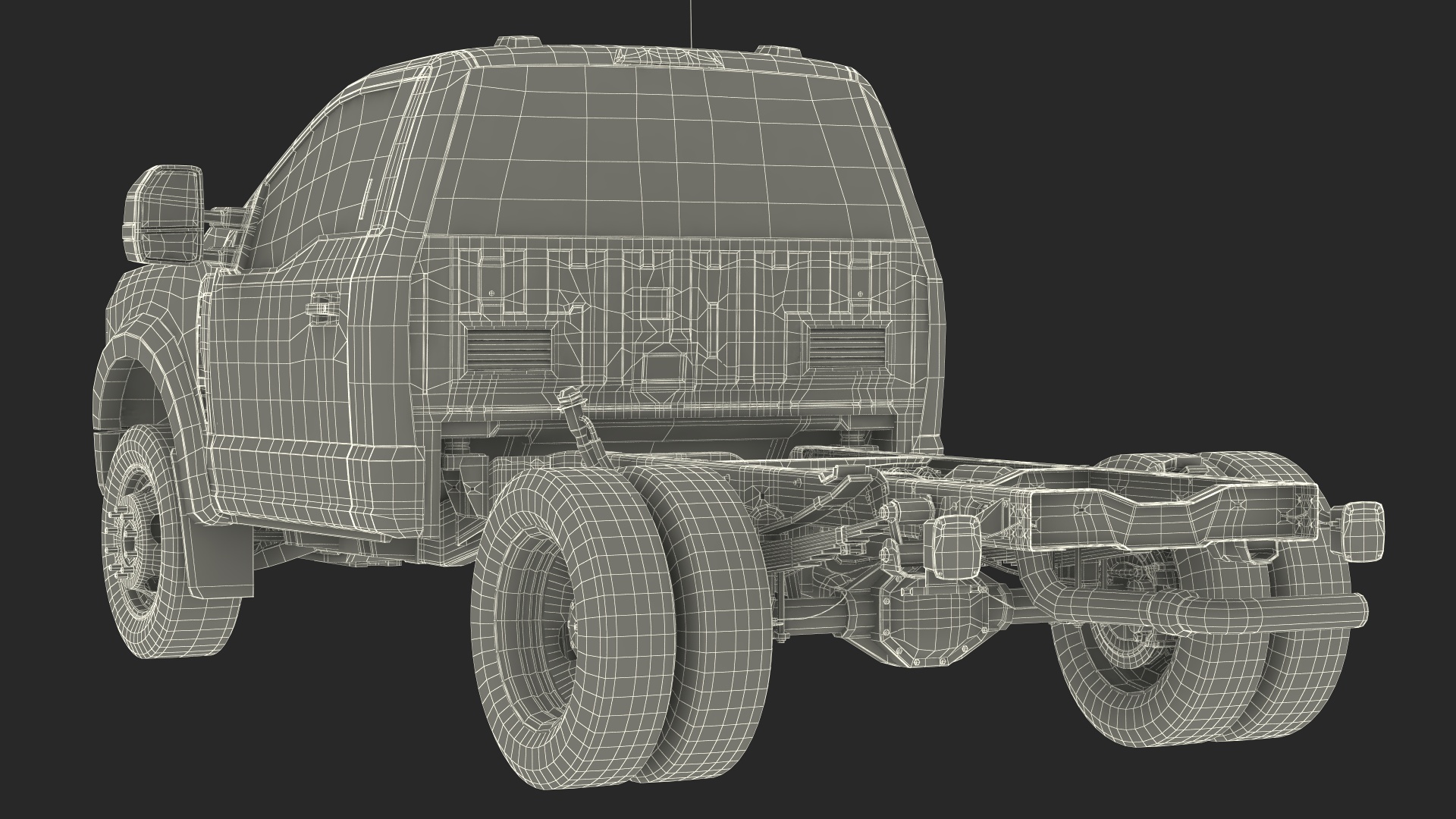 3D Two Doors Chassis Cab Black Rigged for Maya model