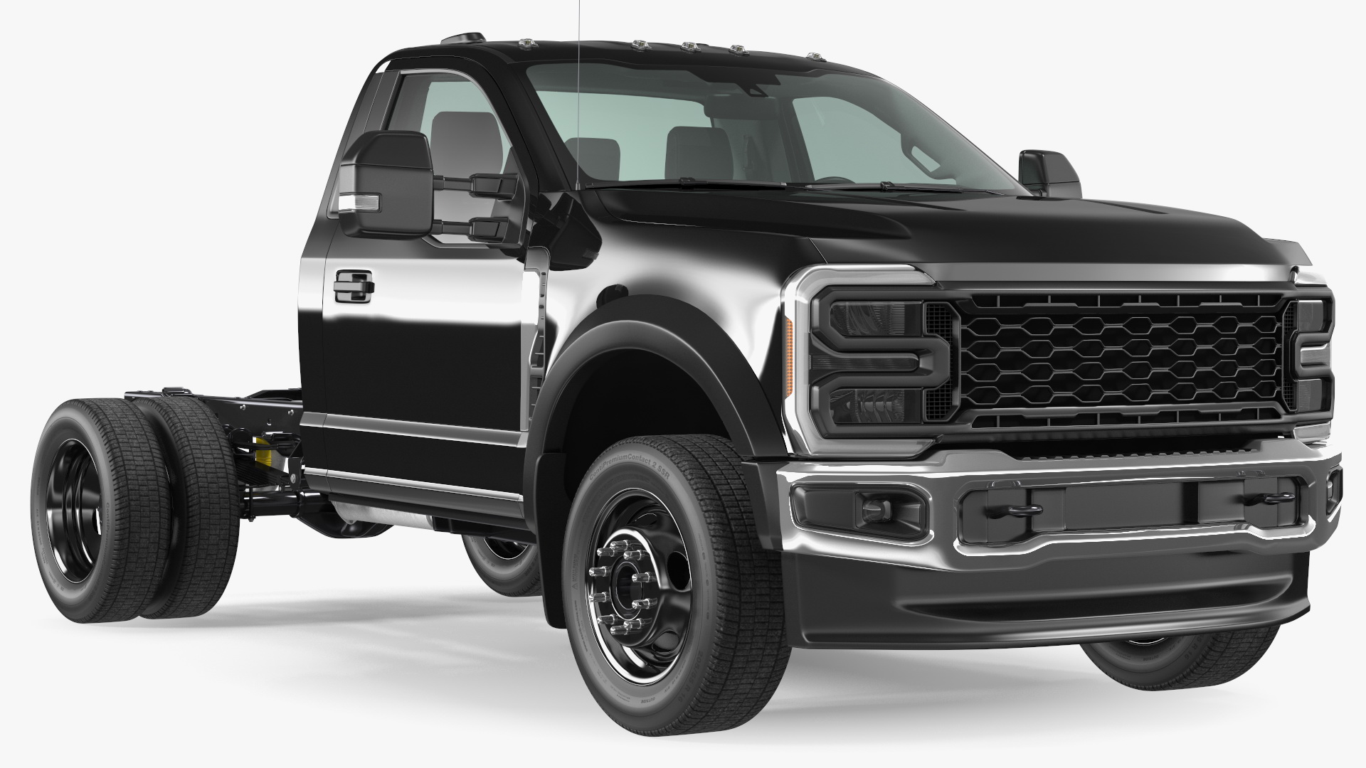 3D Two Doors Chassis Cab Black Rigged for Maya model