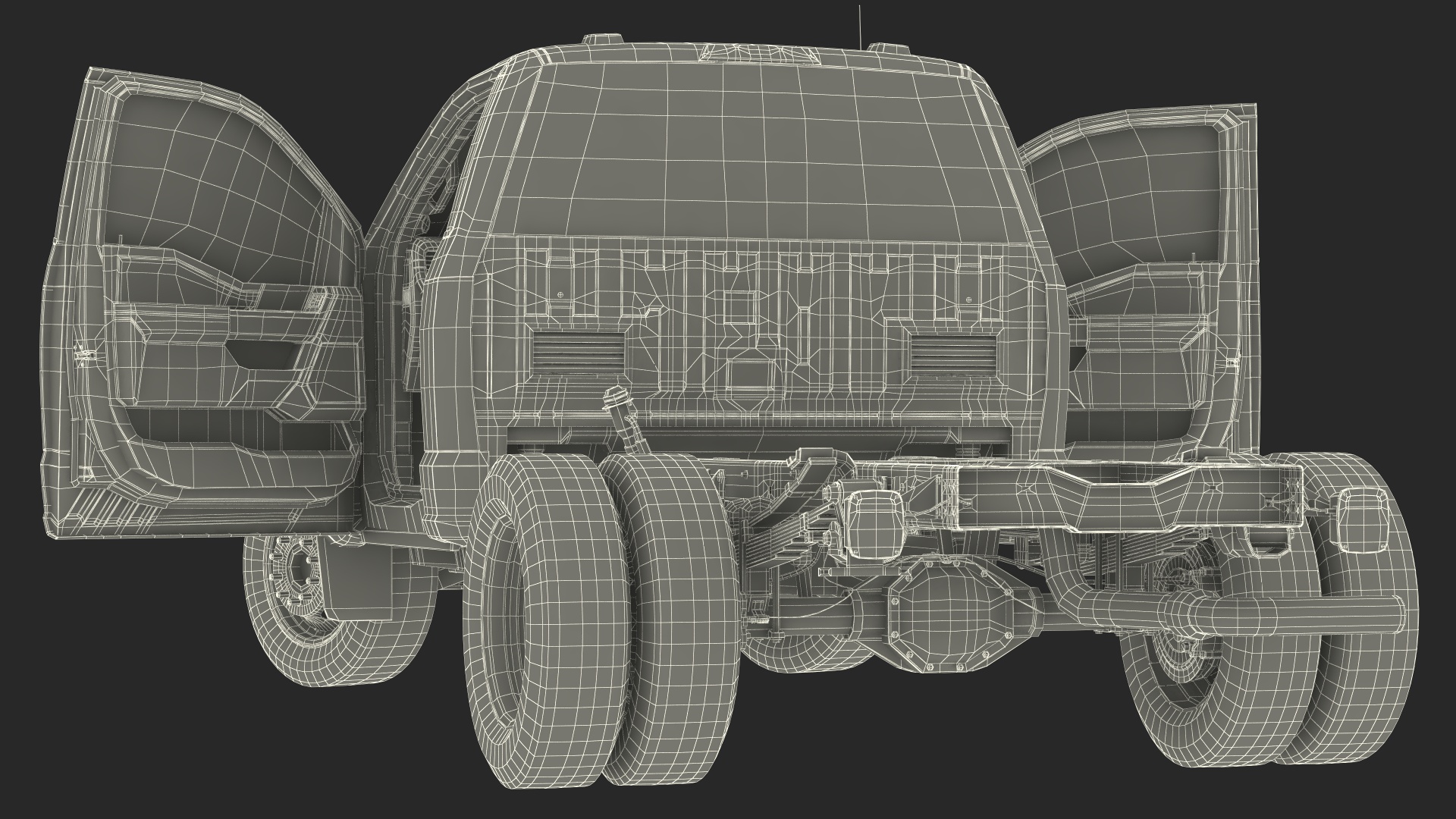 3D Two Doors Chassis Cab Black Rigged for Maya model