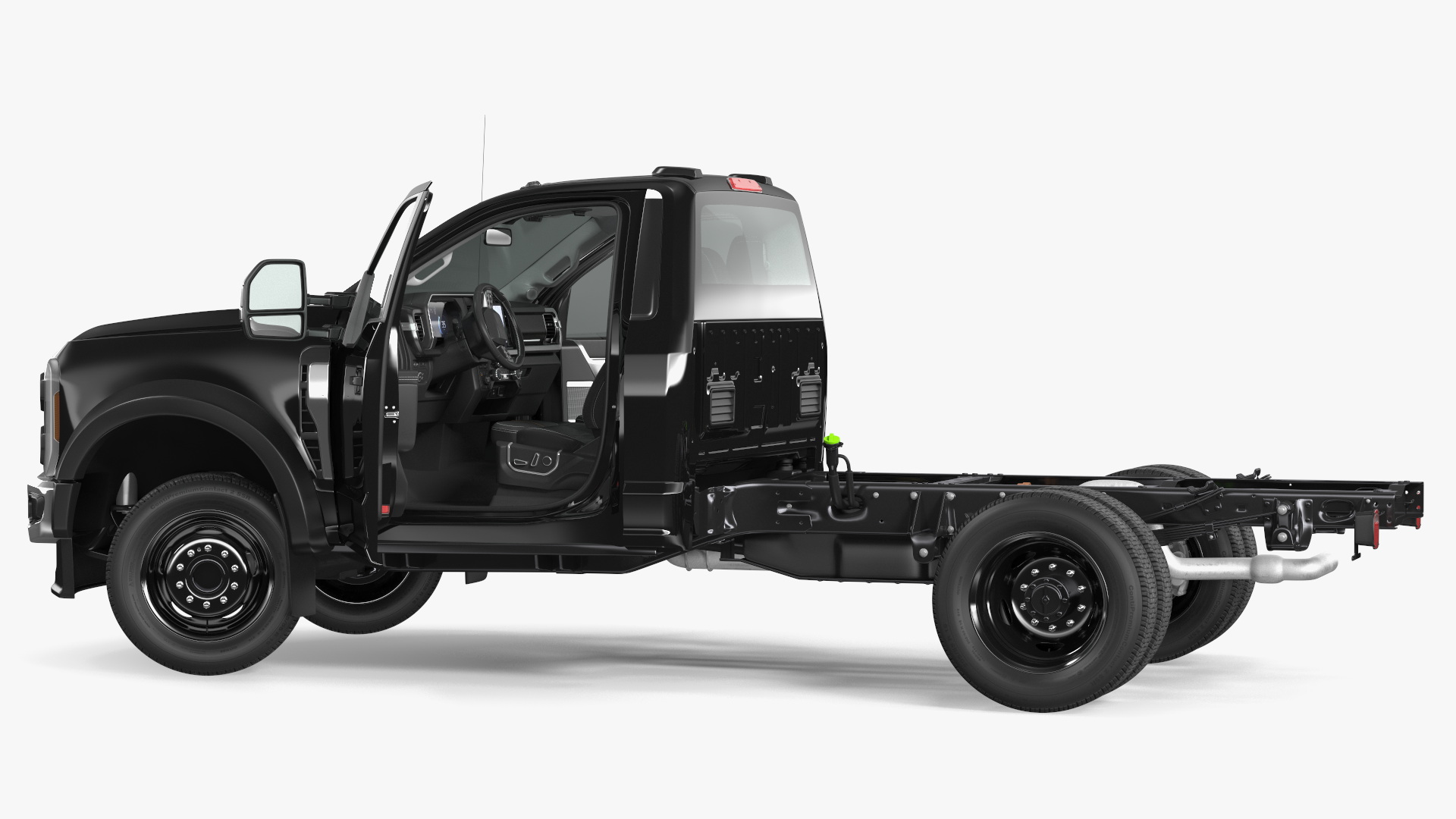 3D Two Doors Chassis Cab Black Rigged for Maya model