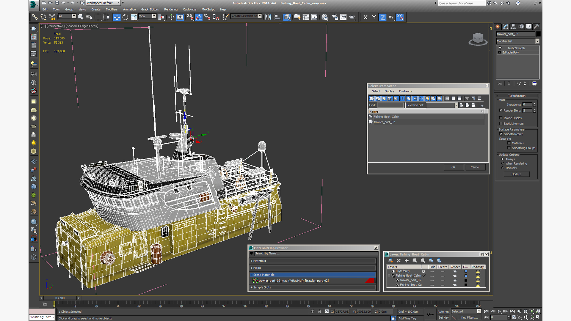 3D Fishing Boat Cabin model