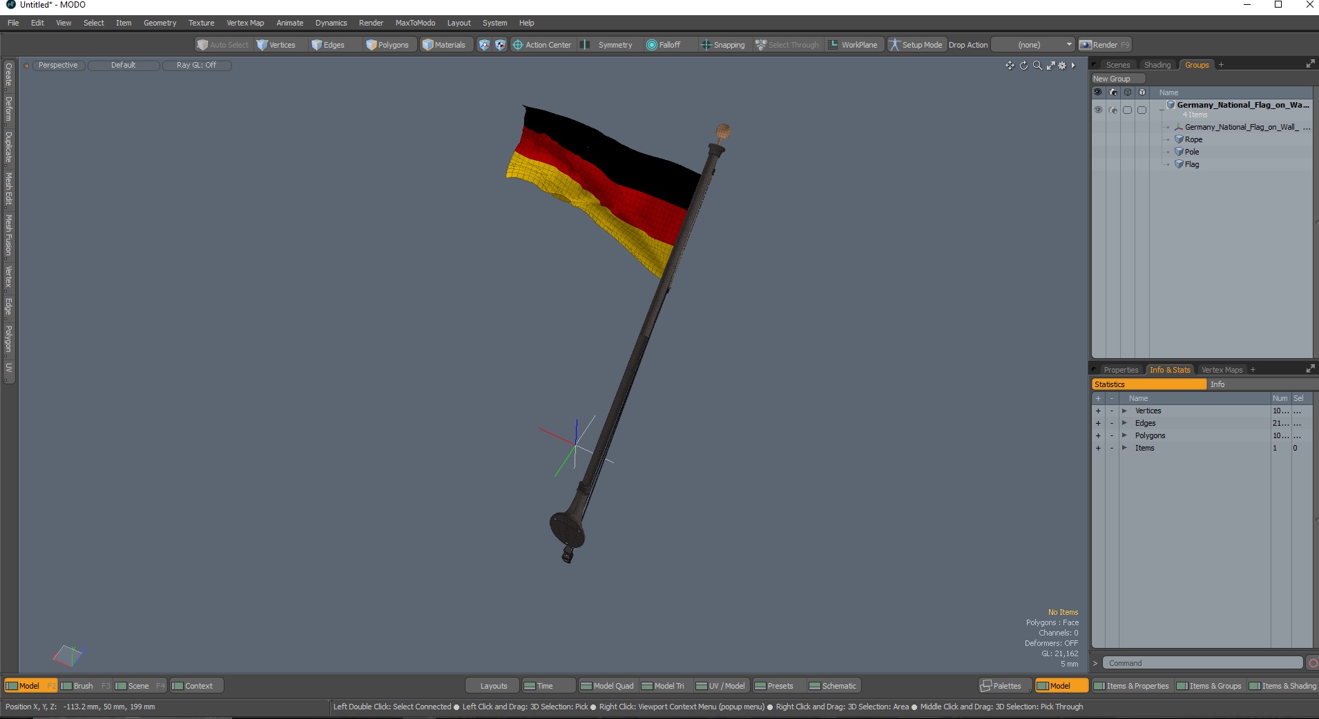 3D model Germany National Flag on Wall Mount
