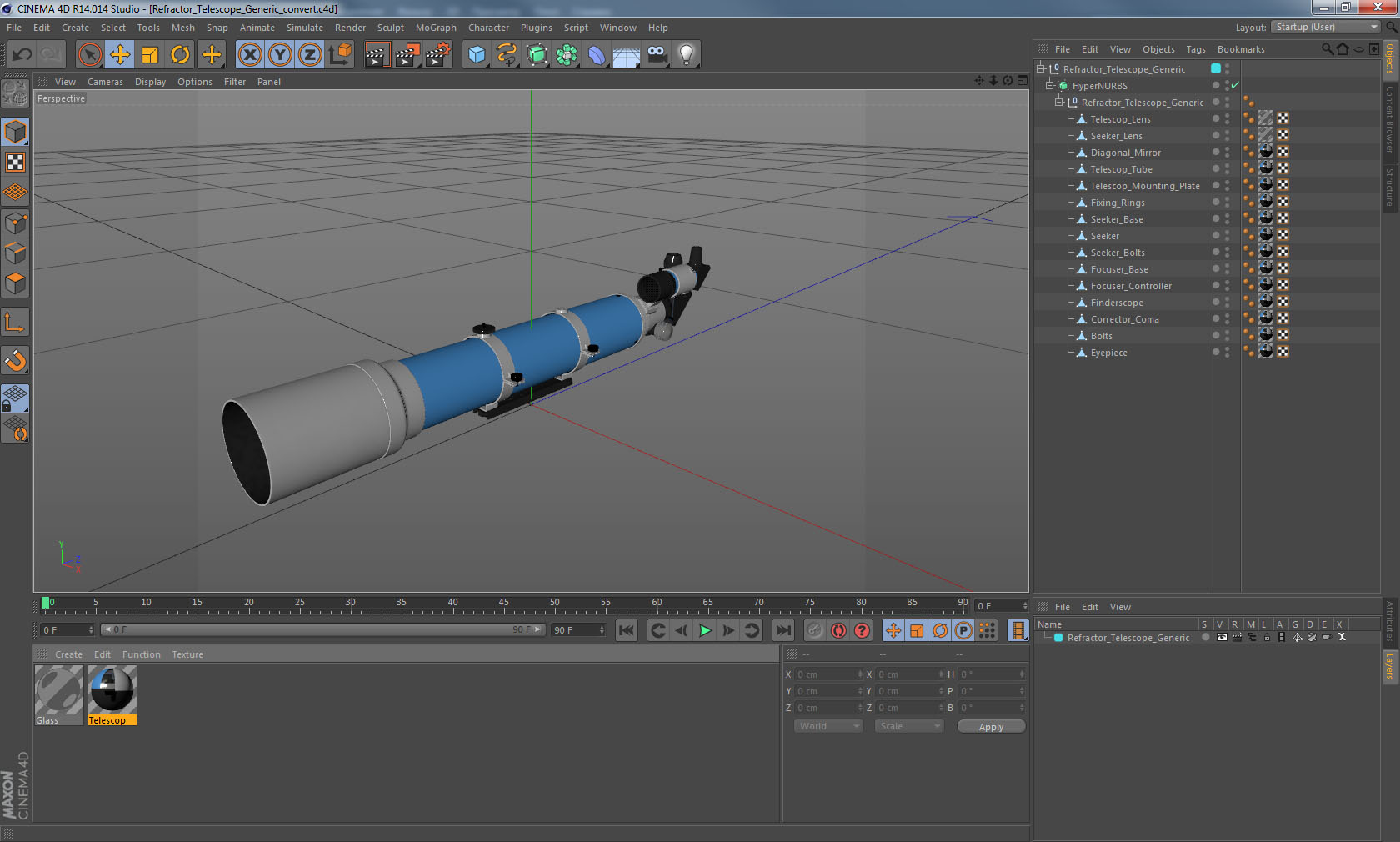 Refractor Telescope Generic 3D