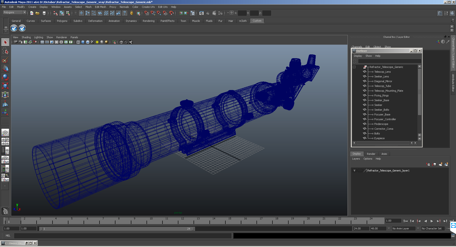 Refractor Telescope Generic 3D