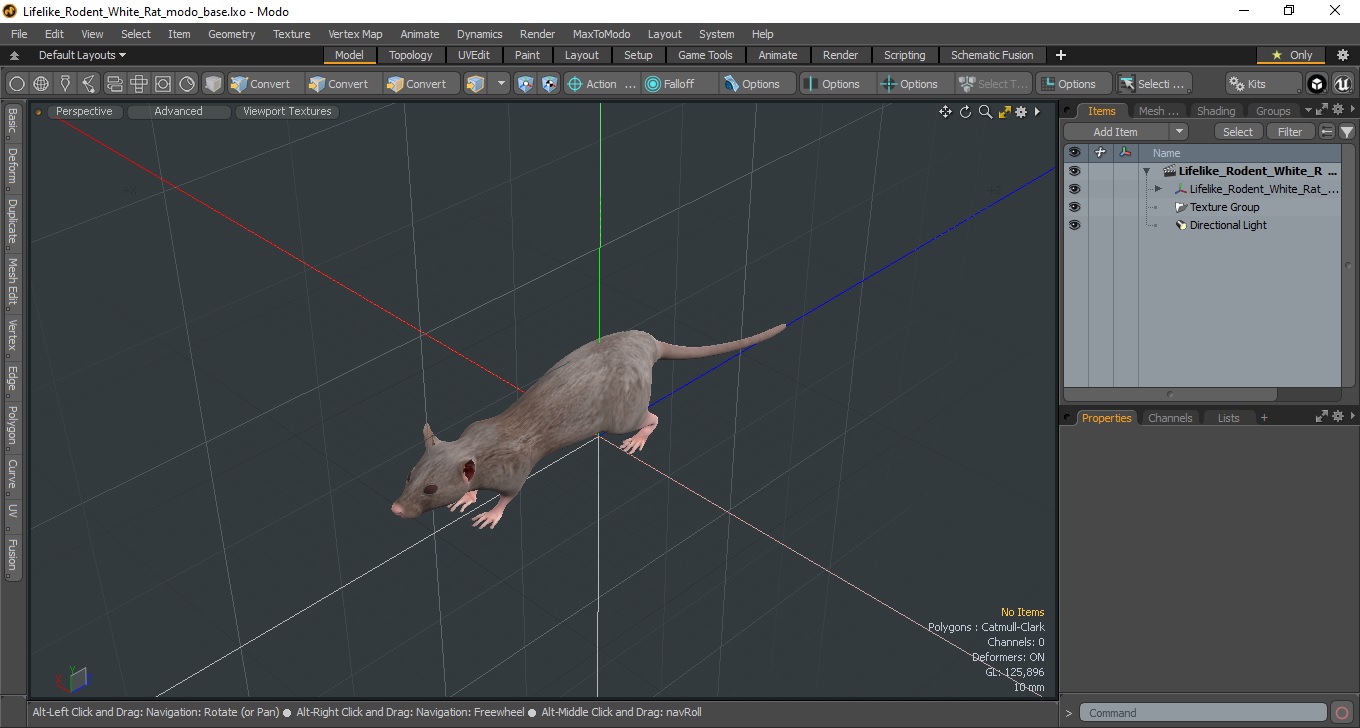 3D model Lifelike Rodent White Rat