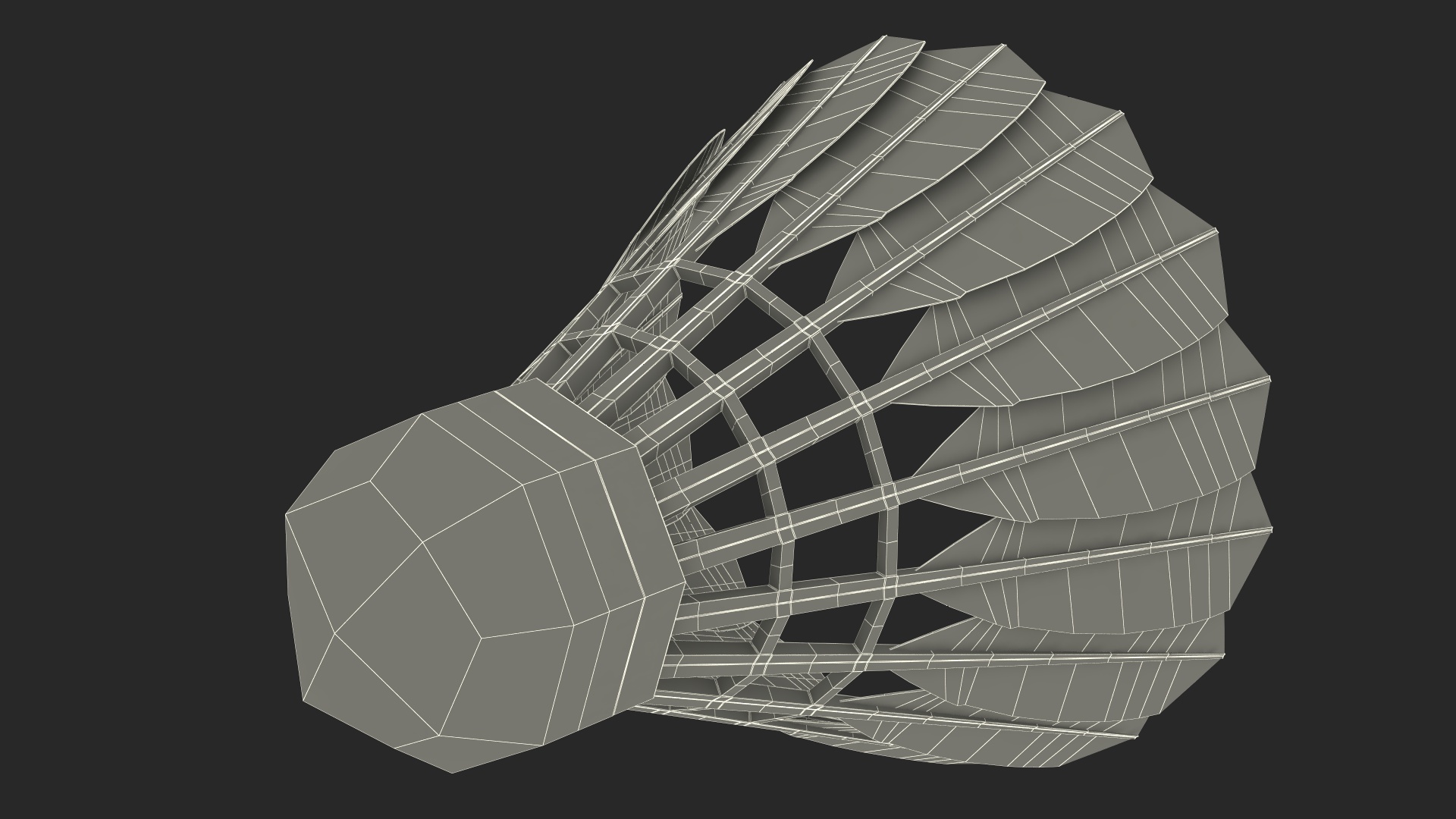 3D Corkwood Badminton Feather Shuttlecock model