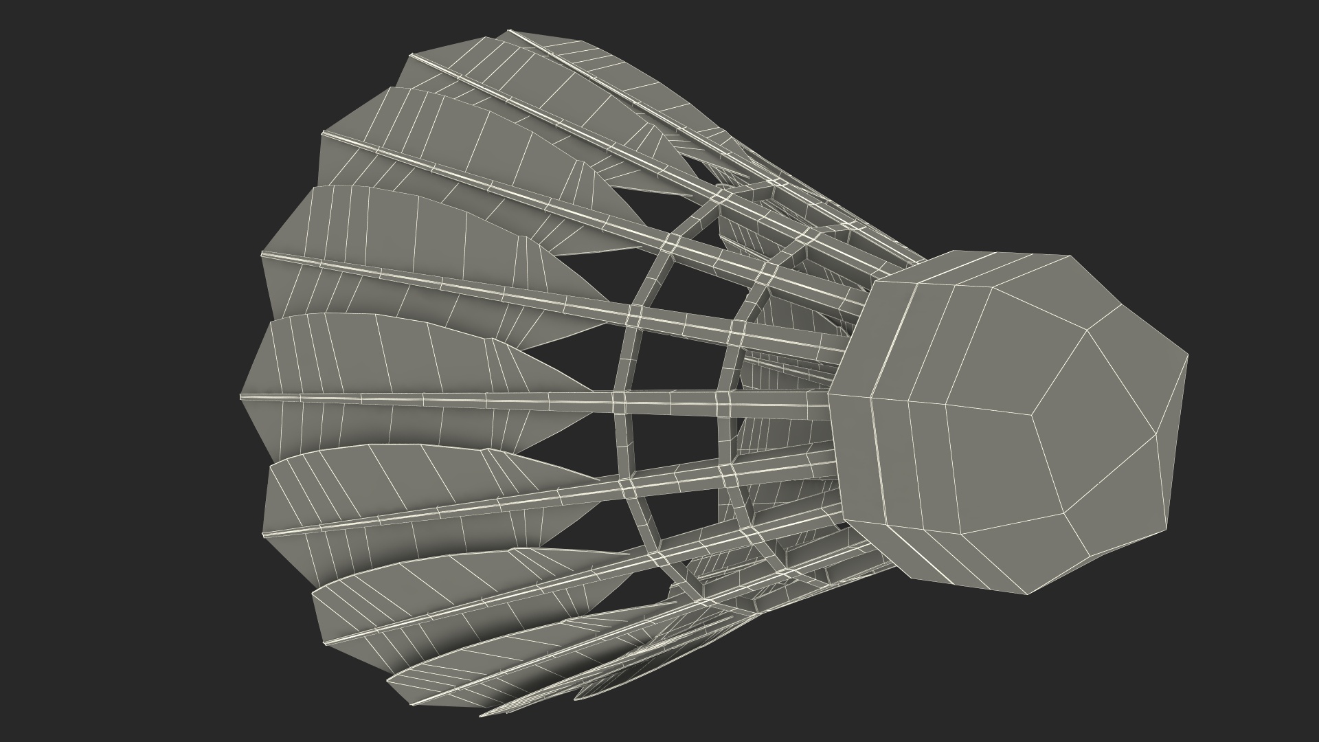 3D Corkwood Badminton Feather Shuttlecock model