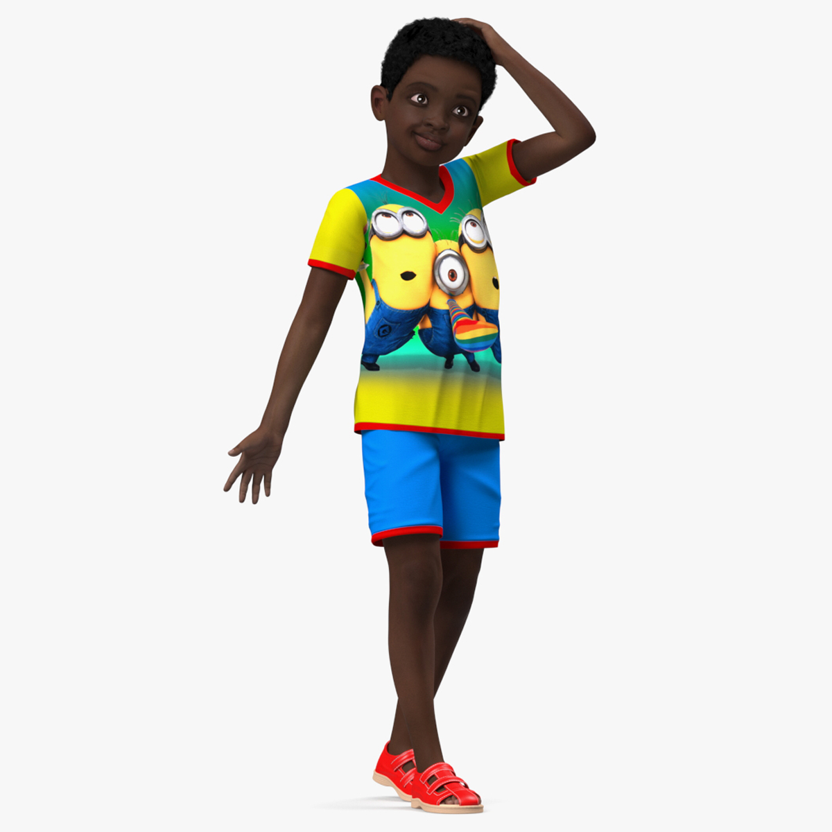 3D Black Child Boy Rigged for Modo