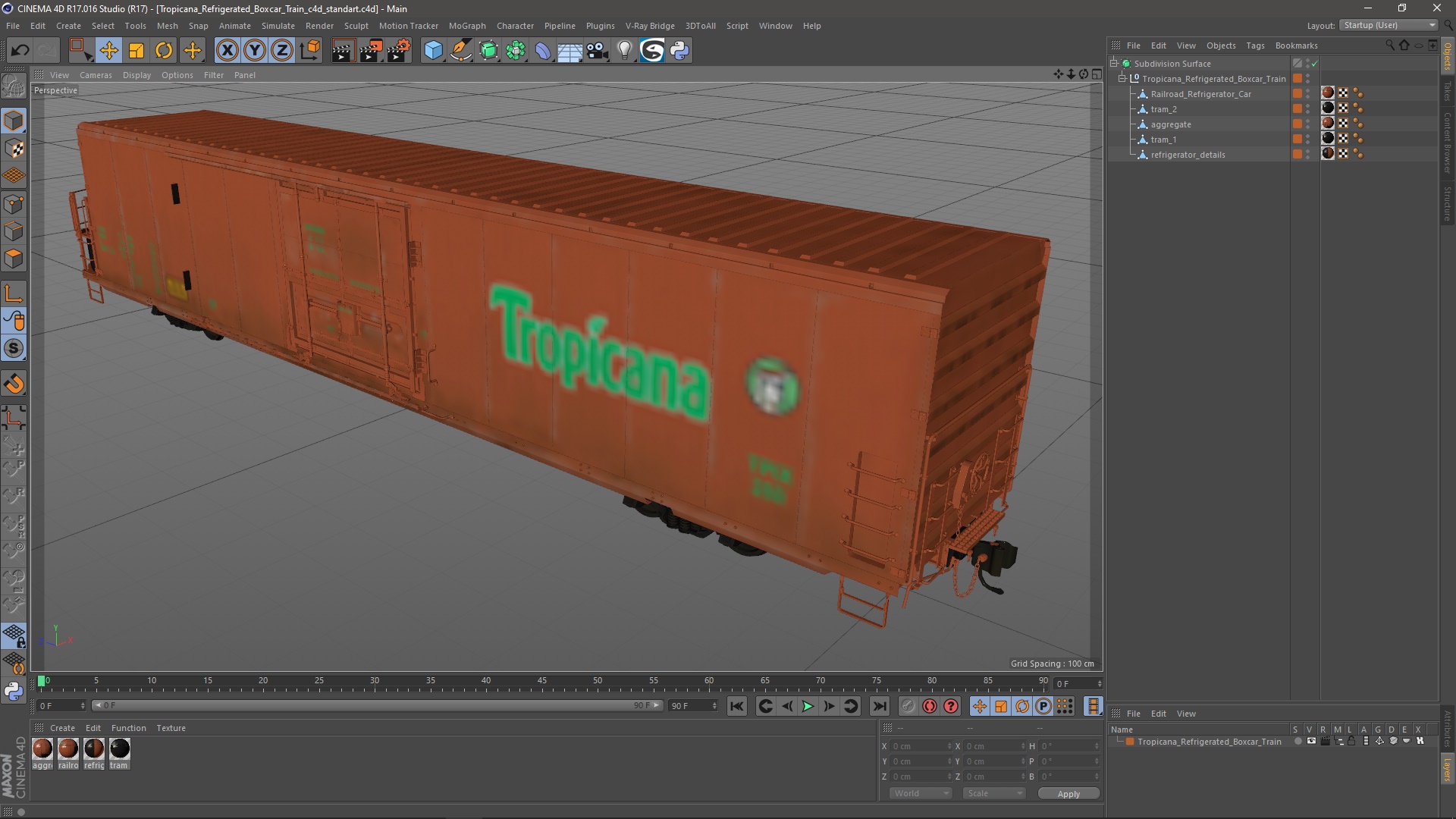 3D model Tropicana Refrigerated Boxcar Train