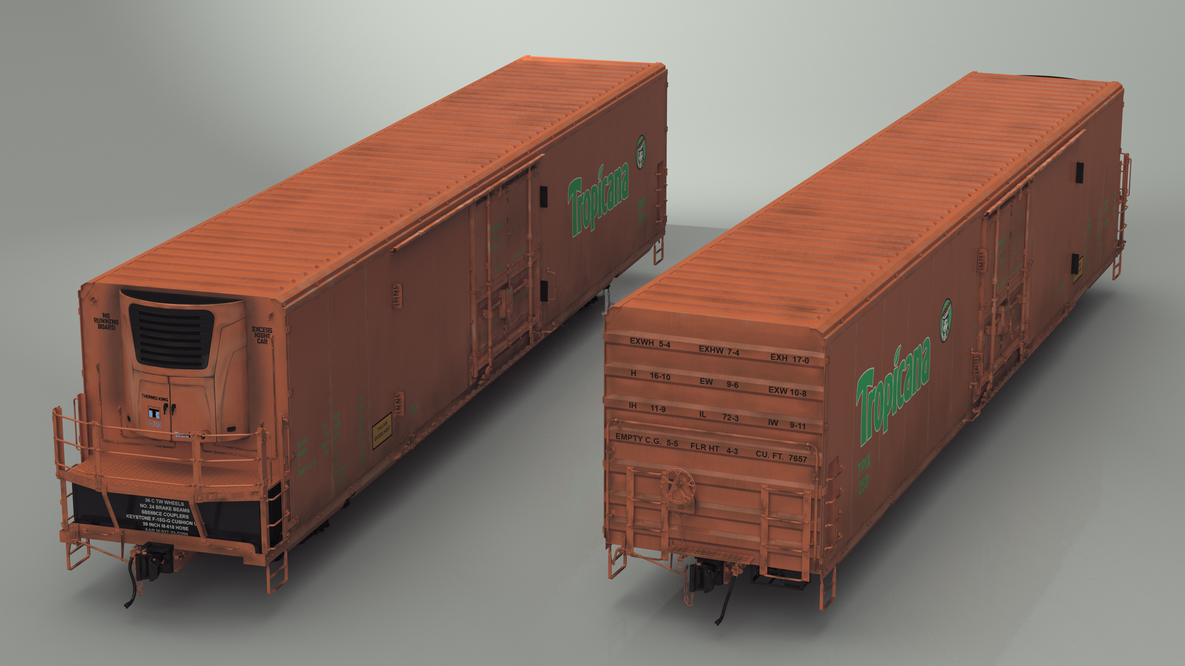 3D model Tropicana Refrigerated Boxcar Train
