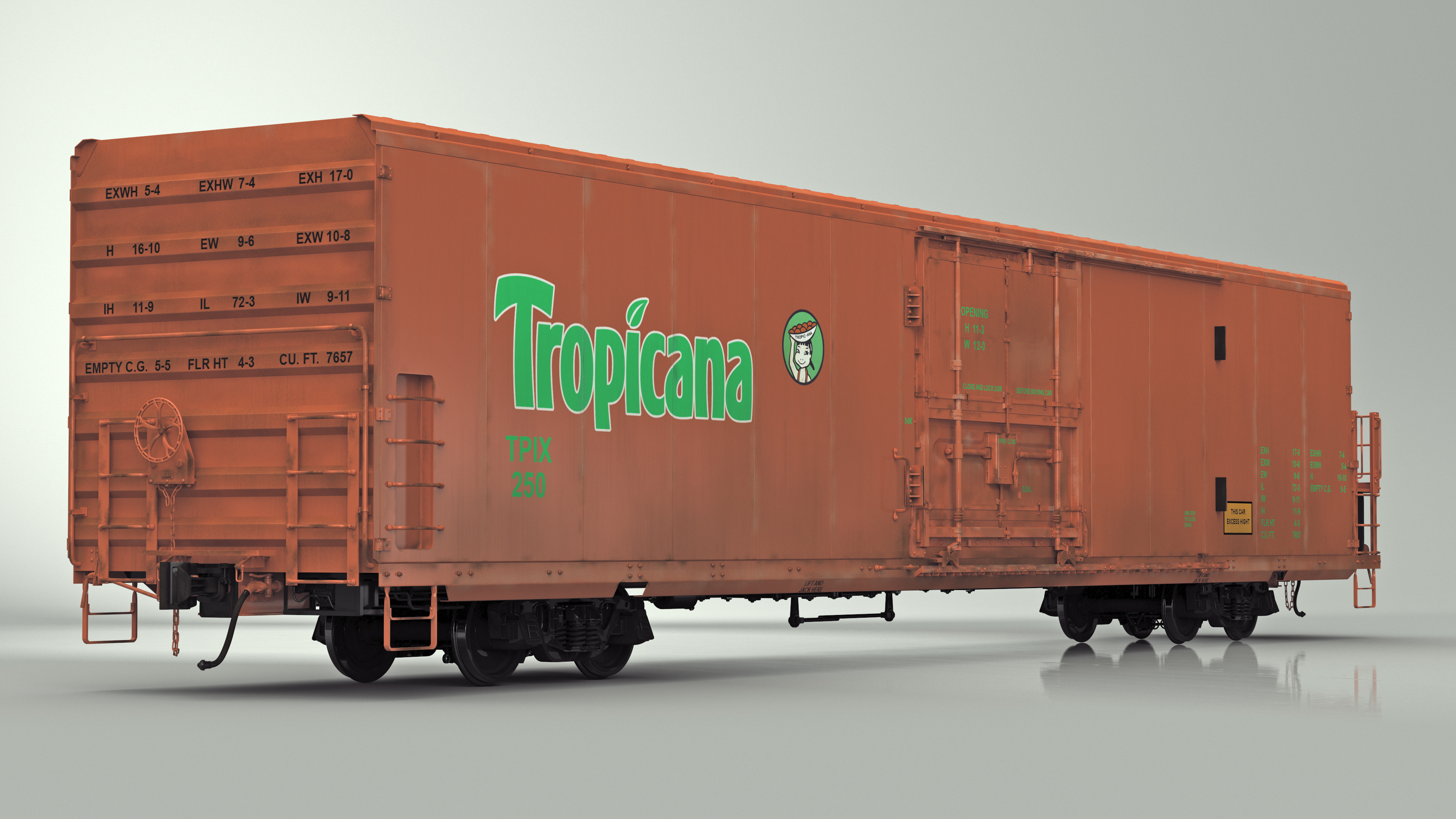 3D model Tropicana Refrigerated Boxcar Train