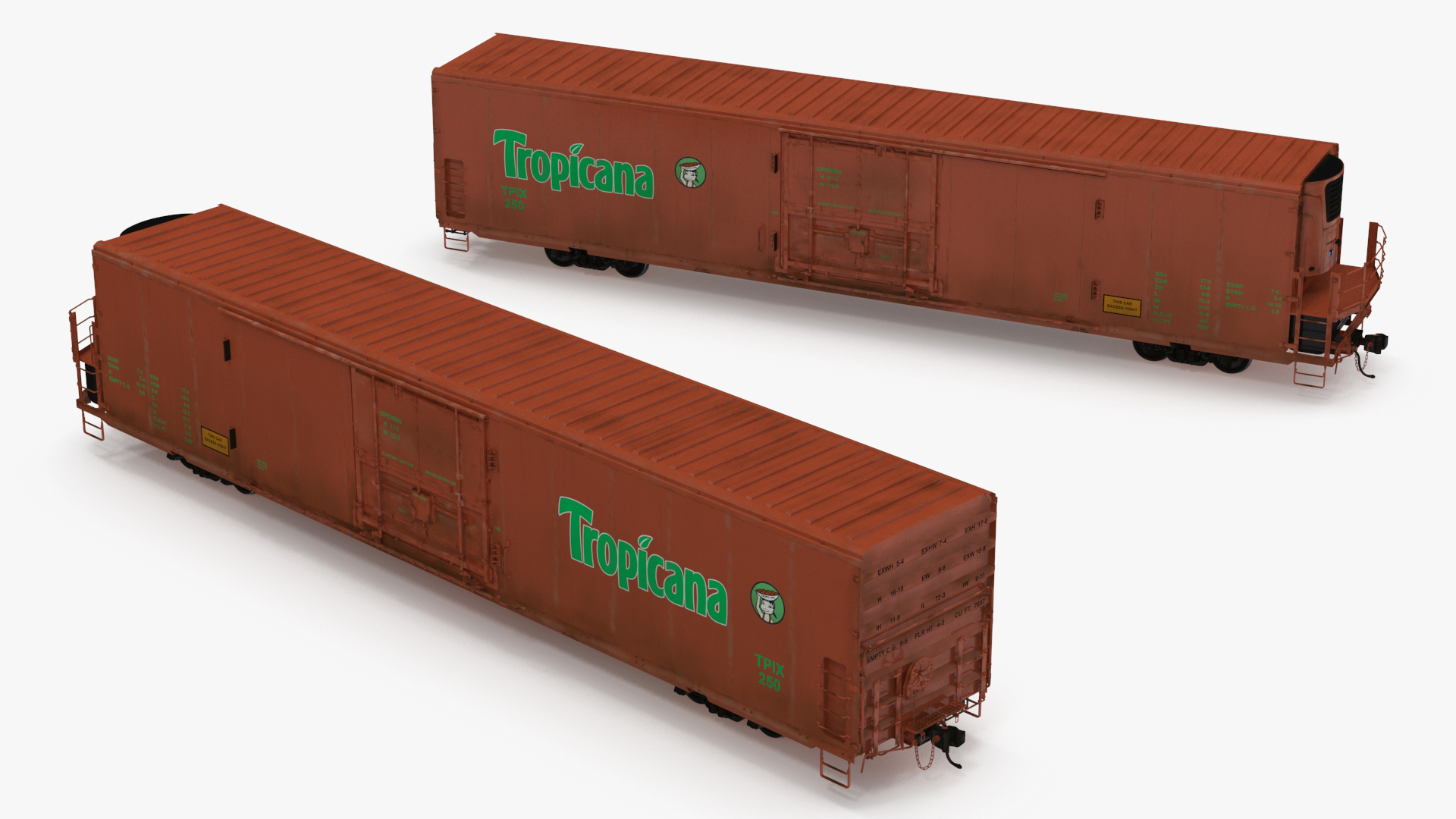 3D model Tropicana Refrigerated Boxcar Train