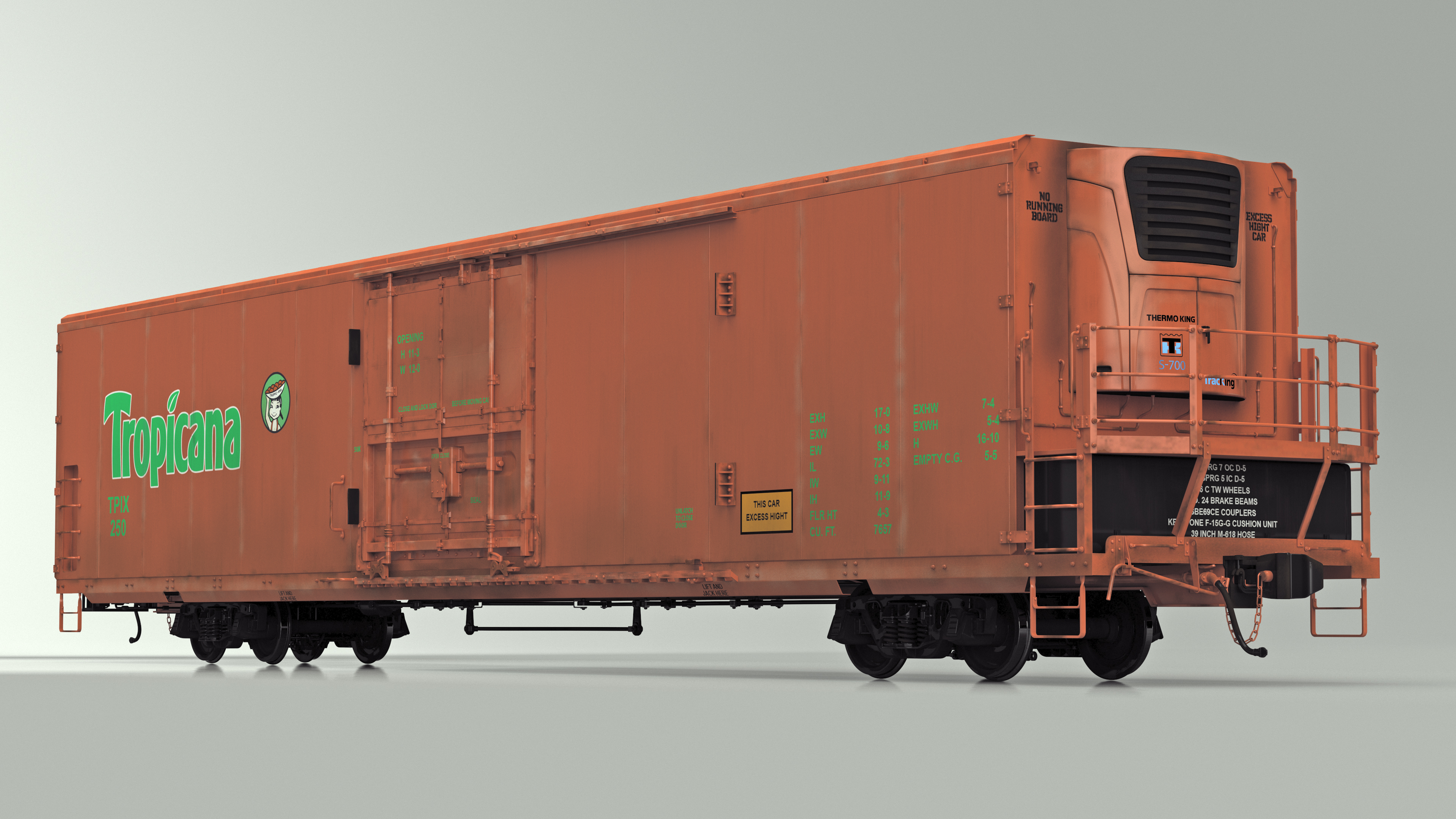 3D model Tropicana Refrigerated Boxcar Train