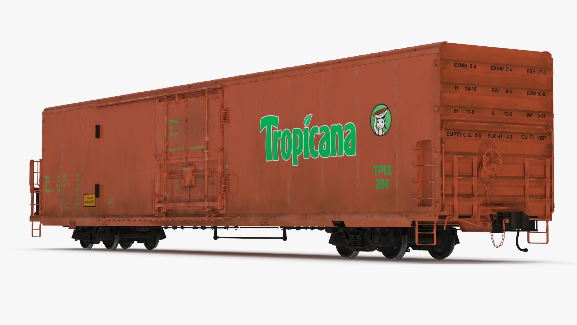 3D model Tropicana Refrigerated Boxcar Train