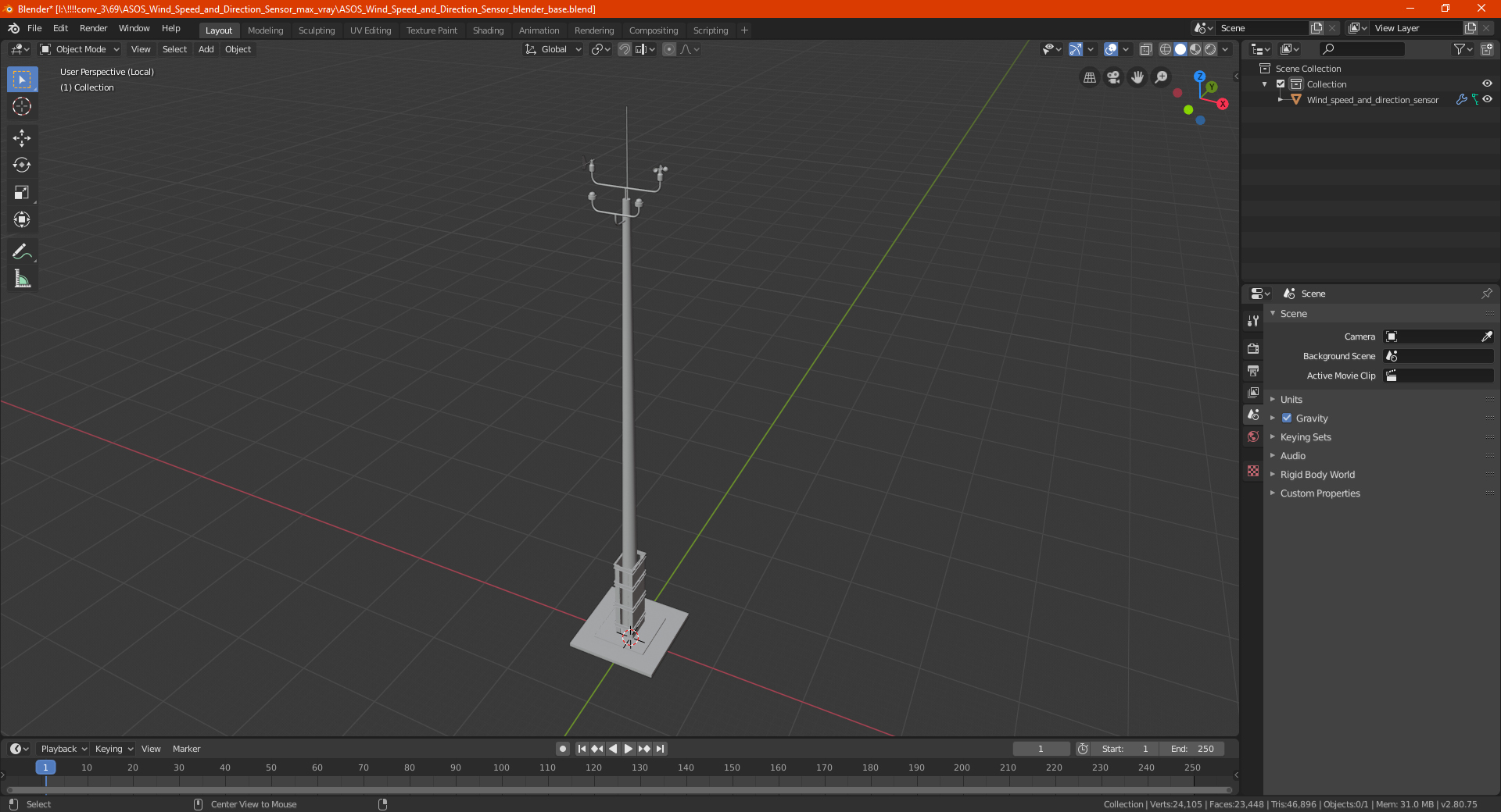 3D ASOS Wind Speed and Direction Sensor