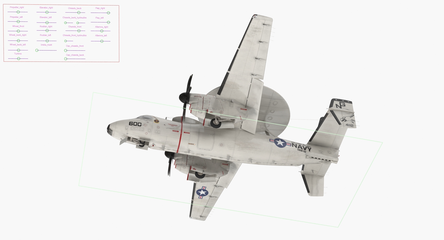 3D Grumman E 2 Hawkeye tactical Early Warning Aircraft Rigged model
