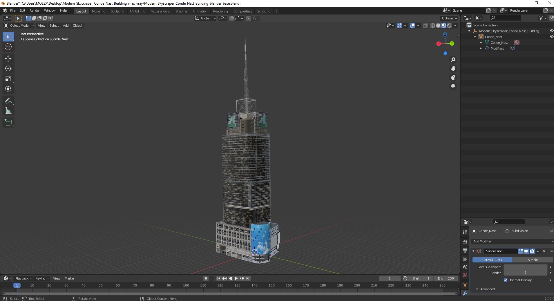 Modern Skyscraper Conde Nast Building 3D