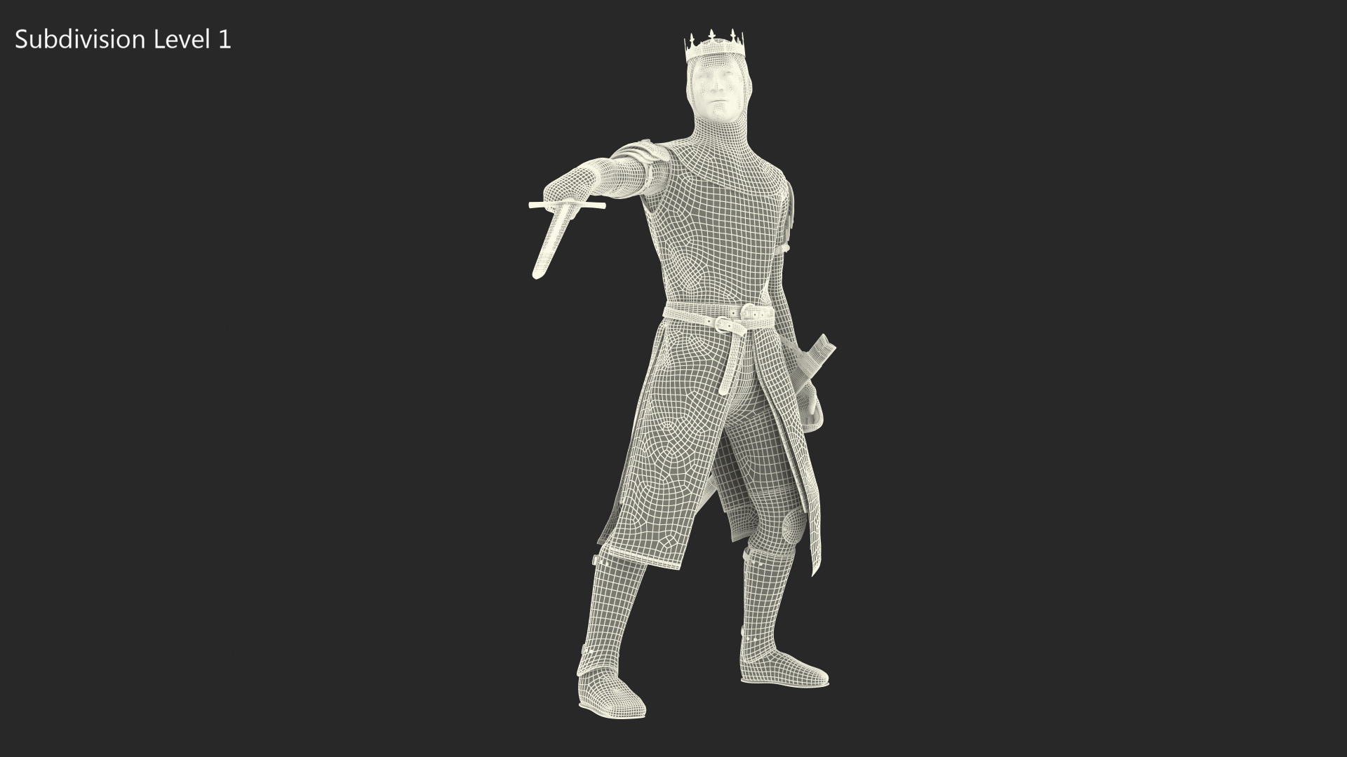 3D Crusader Knight King with Sword