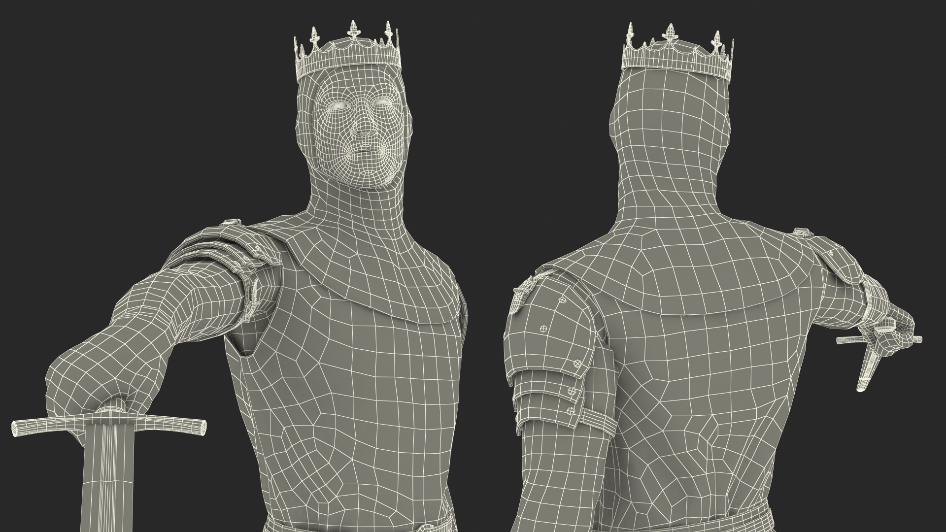 3D Crusader Knight King with Sword