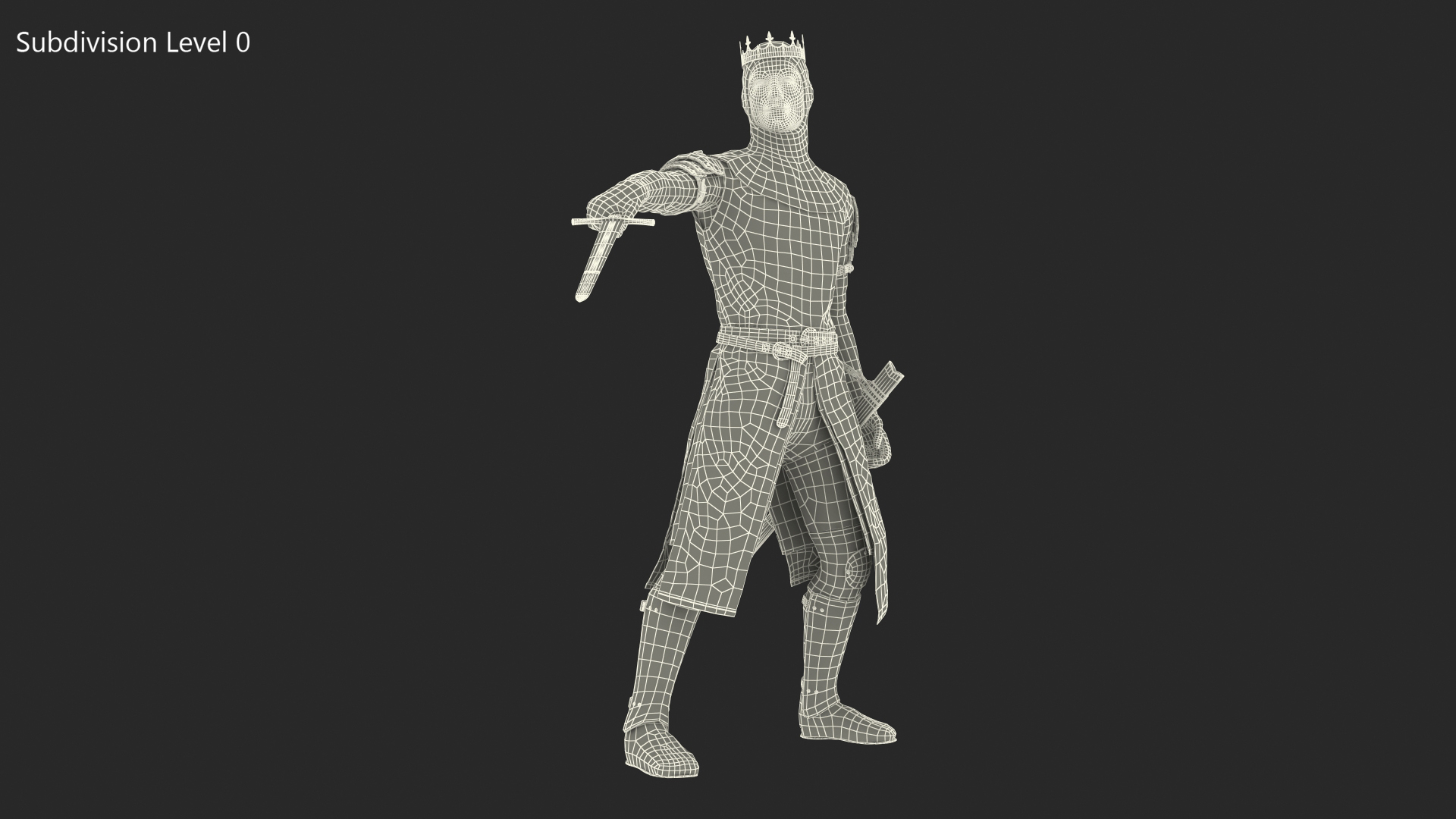 3D Crusader Knight King with Sword