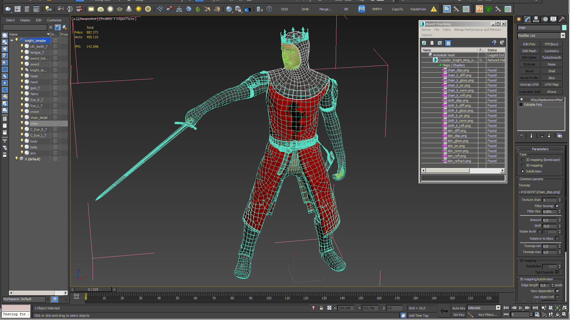 3D Crusader Knight King with Sword