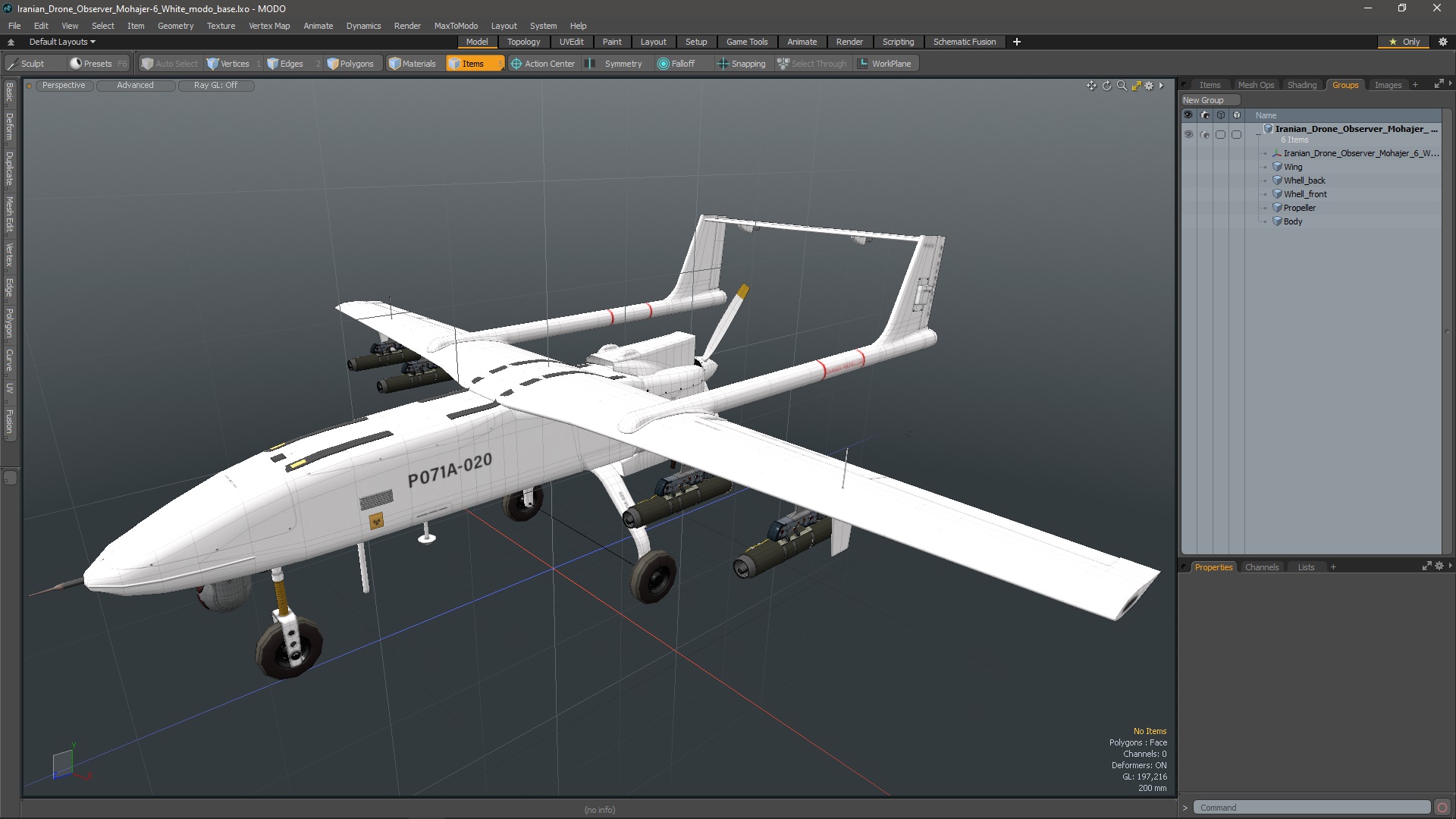3D Iranian Drone Observer Mohajer-6 White model
