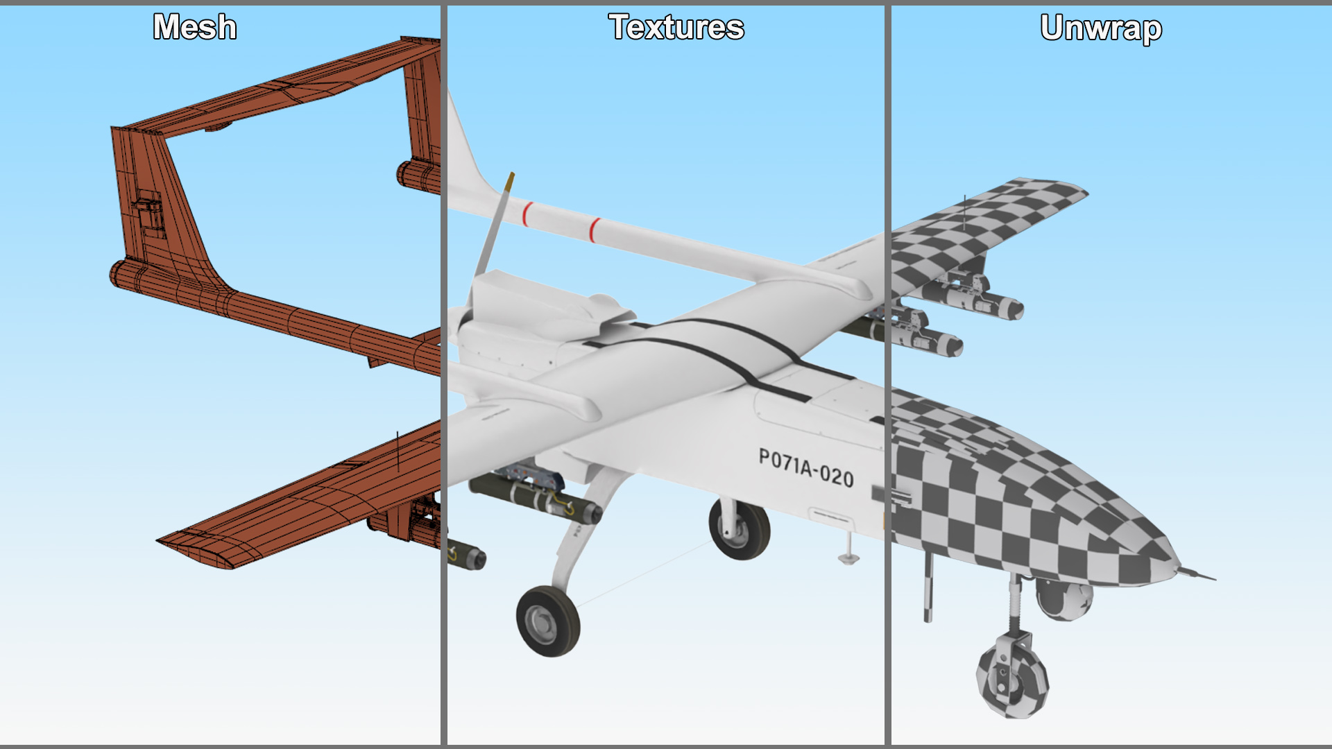 3D Iranian Drone Observer Mohajer-6 White model