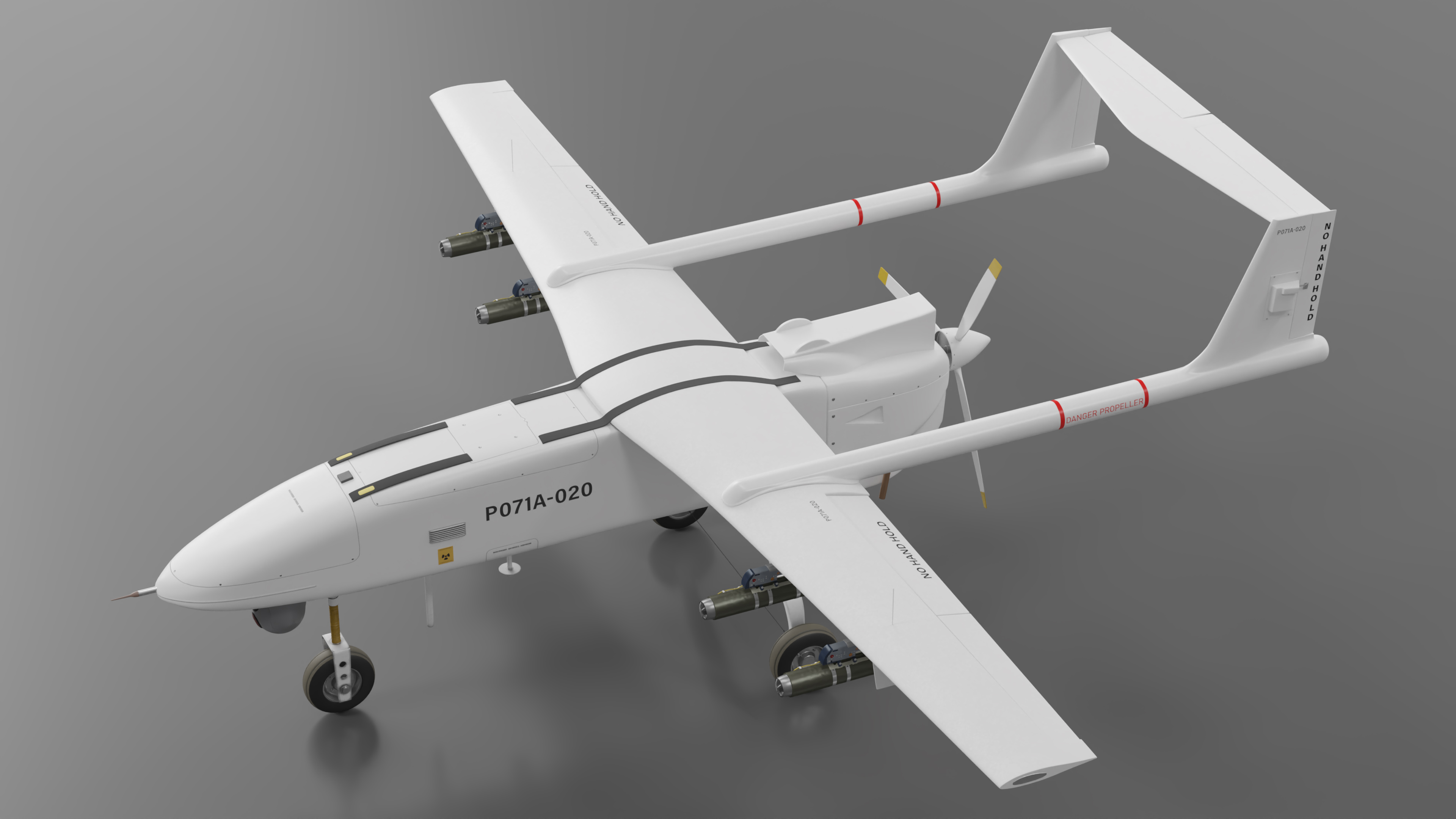 3D Iranian Drone Observer Mohajer-6 White model