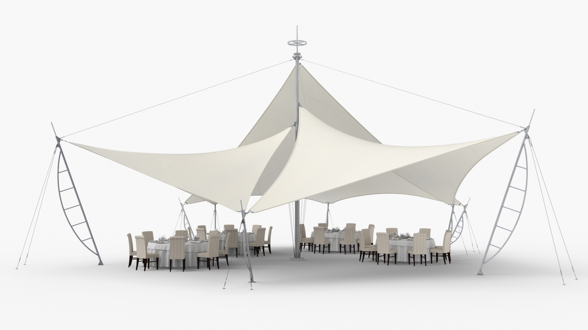 3D Served Dining Table Under Tent Cover