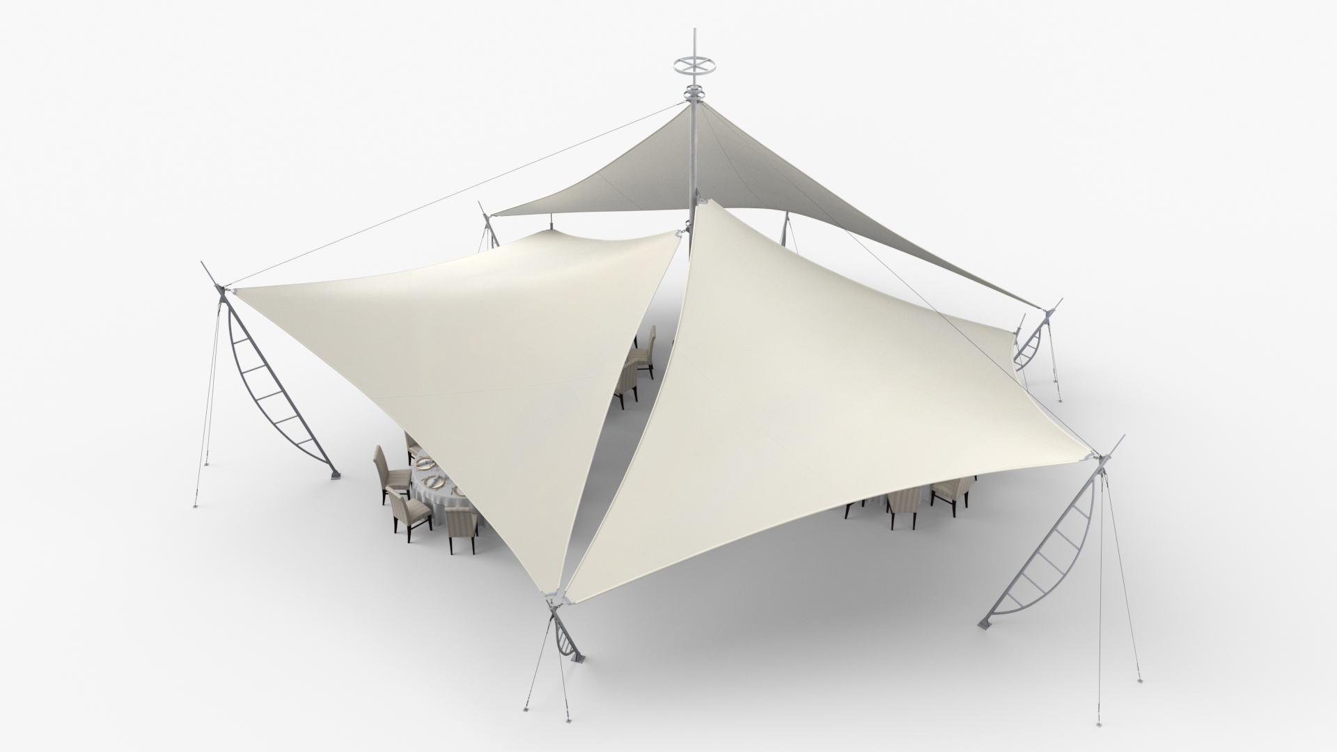 3D Served Dining Table Under Tent Cover