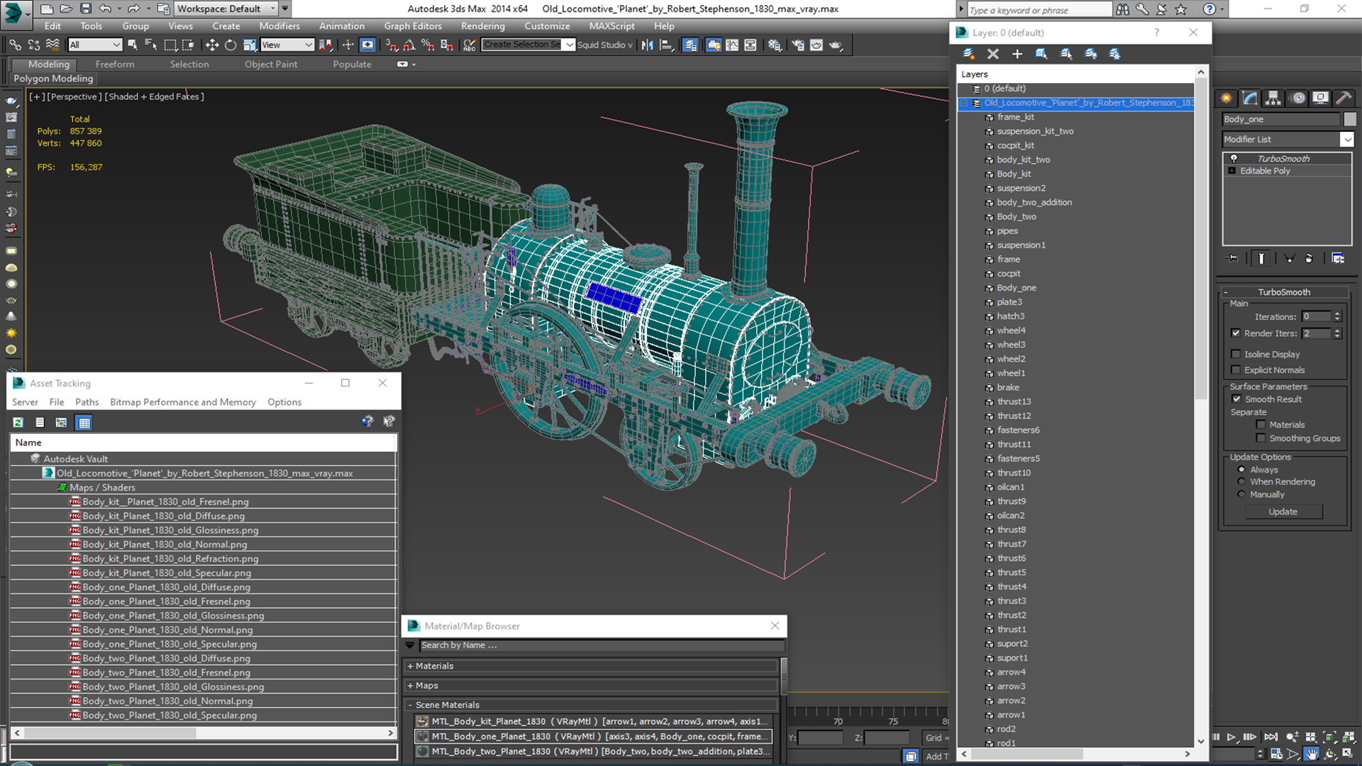 Locomotive Old Planet by Robert Stephenson 1830 Rigged 3D model