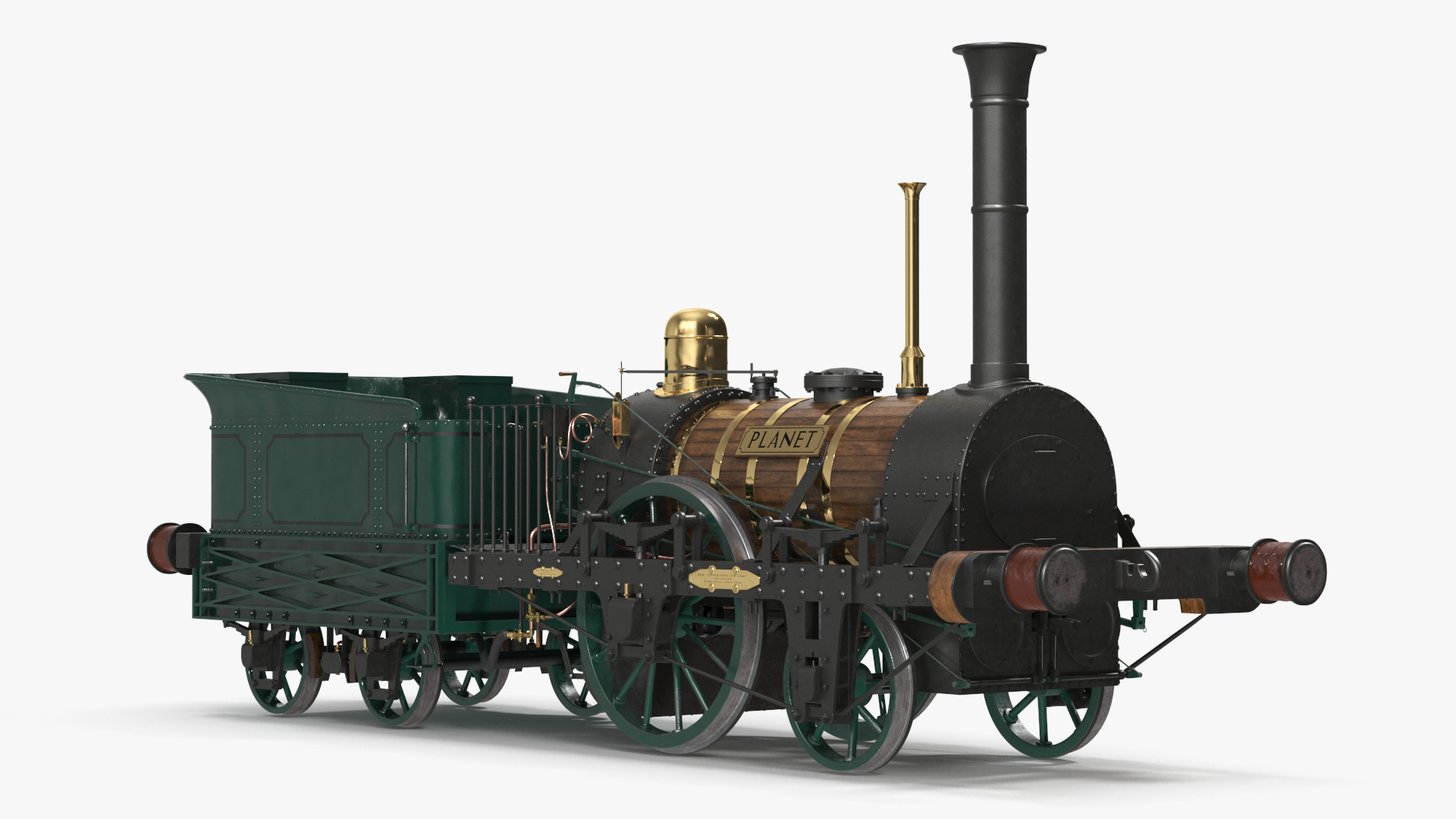 Locomotive Old Planet by Robert Stephenson 1830 Rigged 3D model