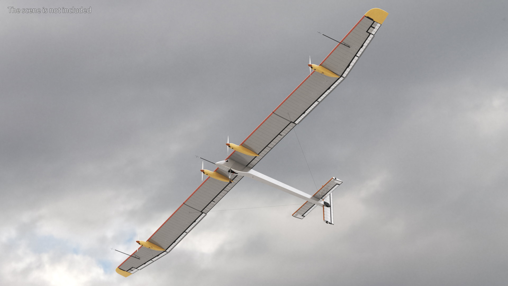 Solar Powered Electric Plane with Simple Interior 3D model
