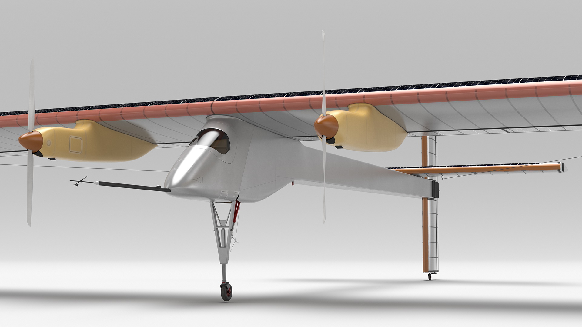 Solar Powered Electric Plane with Simple Interior 3D model