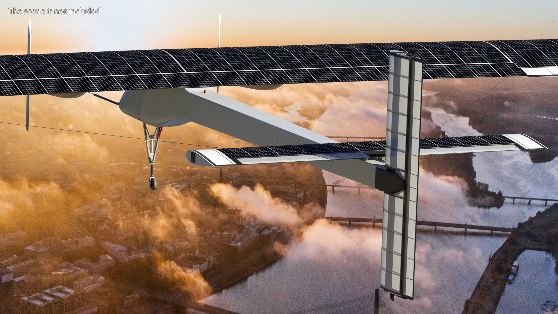 Solar Powered Electric Plane with Simple Interior 3D model