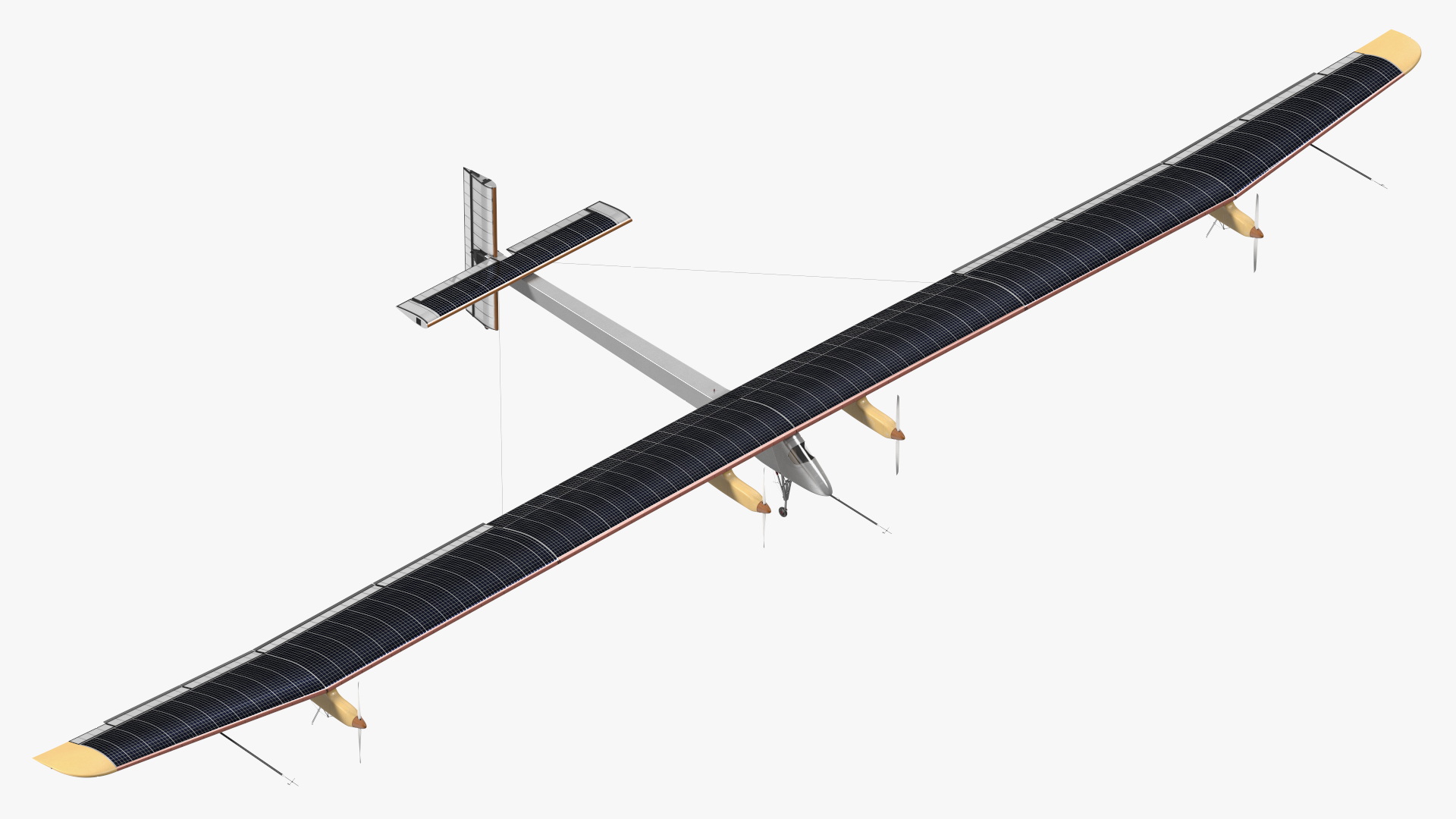 Solar Powered Electric Plane with Simple Interior 3D model