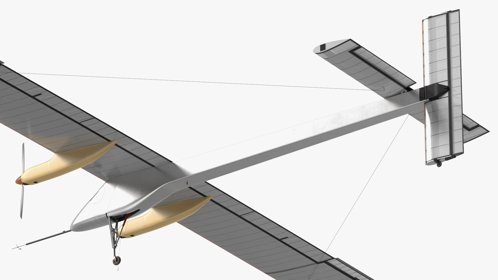 Solar Powered Electric Plane with Simple Interior 3D model