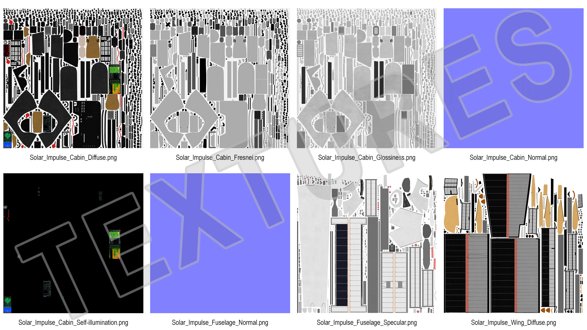 Solar Powered Electric Plane with Simple Interior 3D model