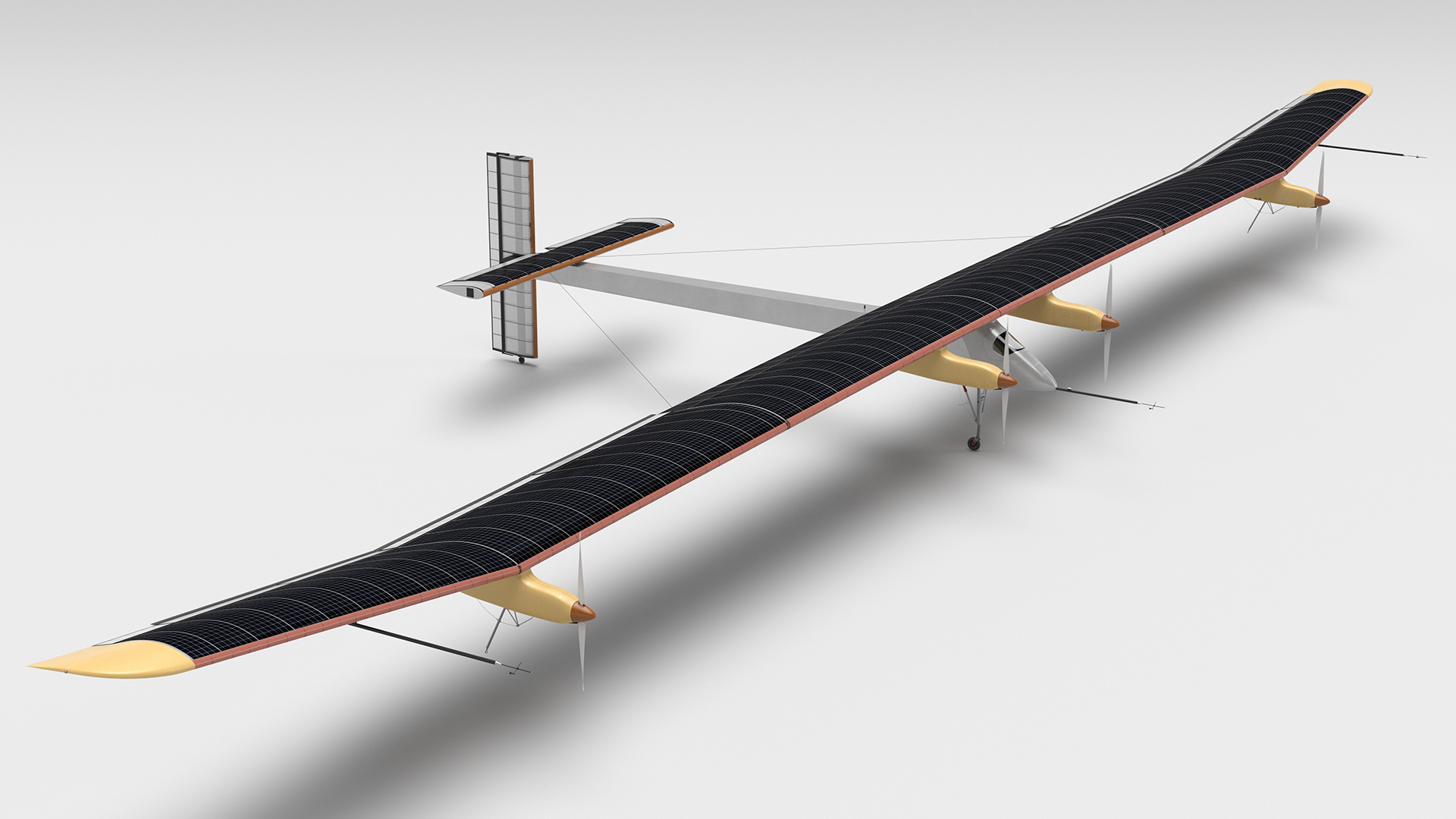 Solar Powered Electric Plane with Simple Interior 3D model