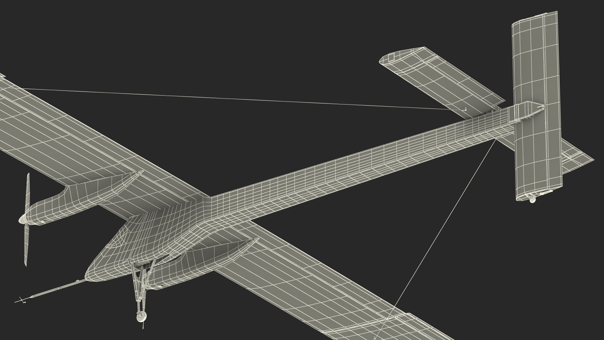 Solar Powered Electric Plane with Simple Interior 3D model