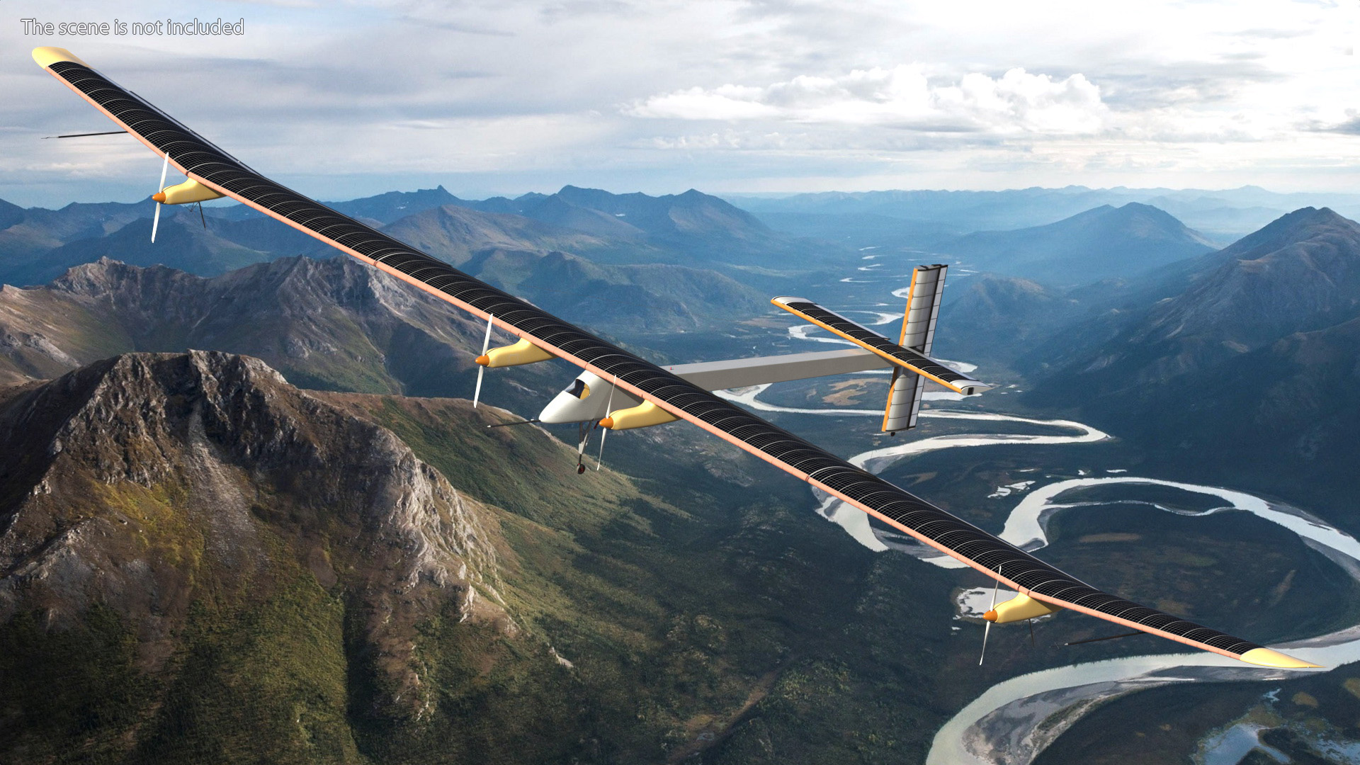 Solar Powered Electric Plane with Simple Interior 3D model