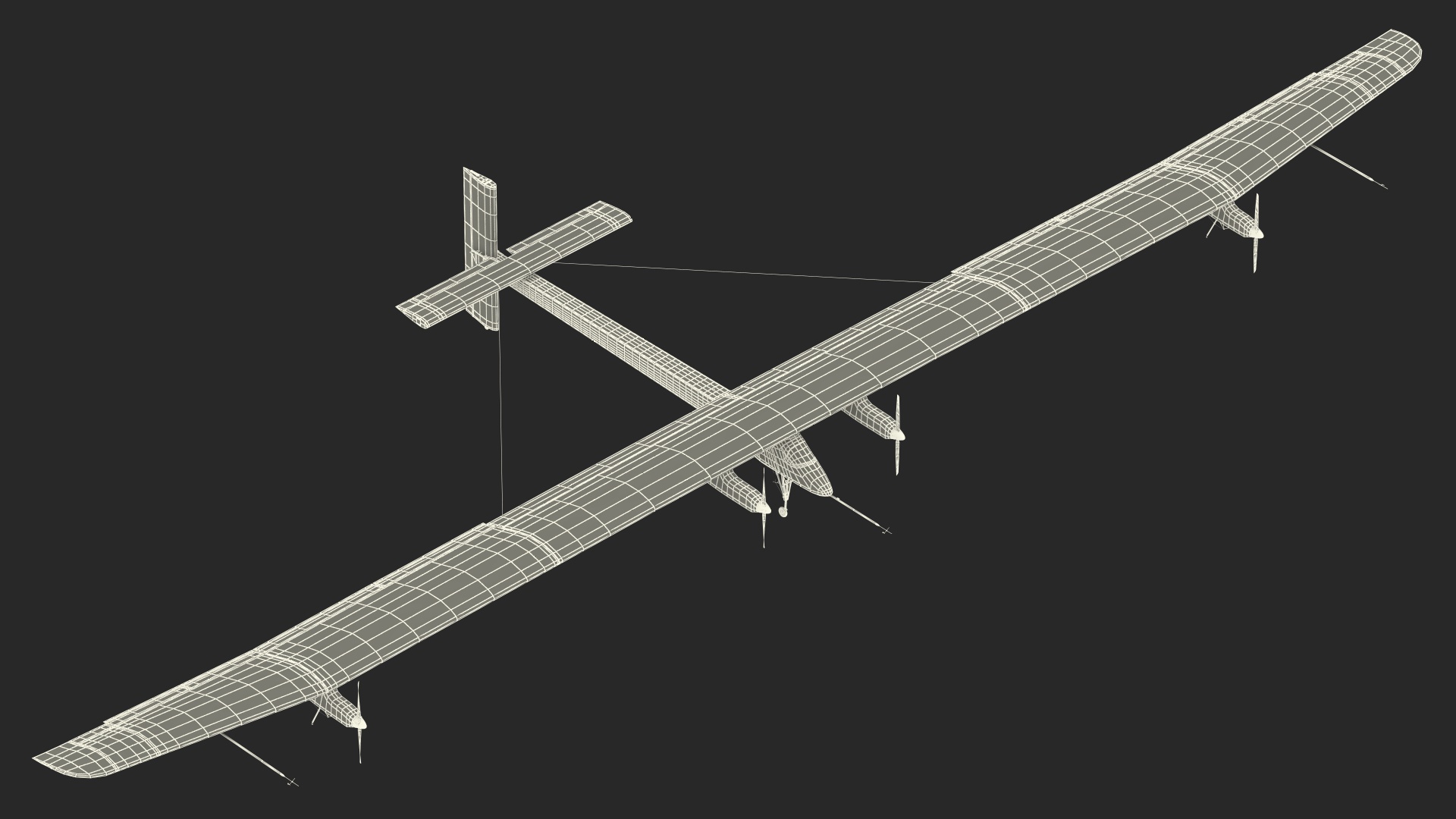 Solar Powered Electric Plane with Simple Interior 3D model